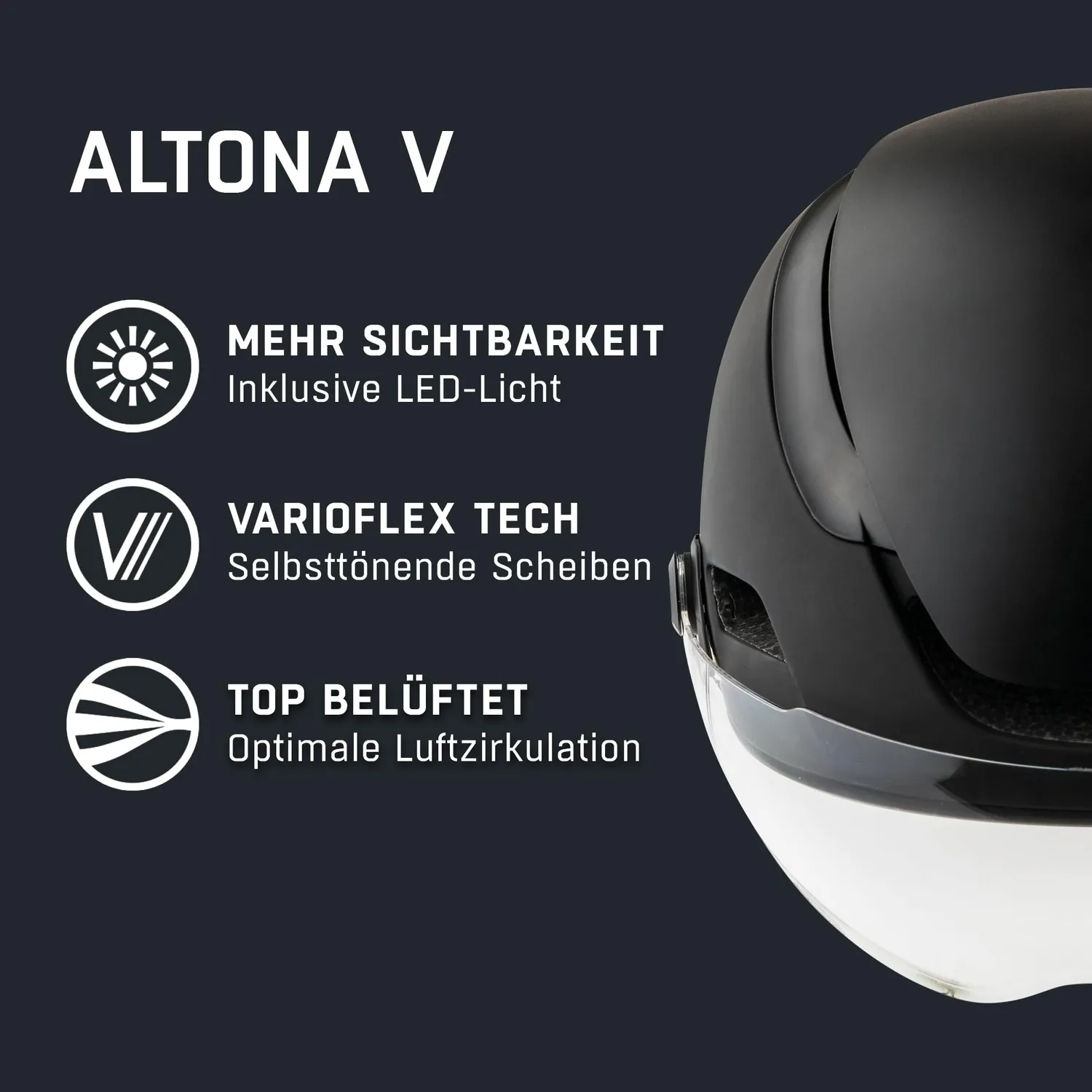Alpina Altona V casco bici 57-62 cm black stealth visiera
