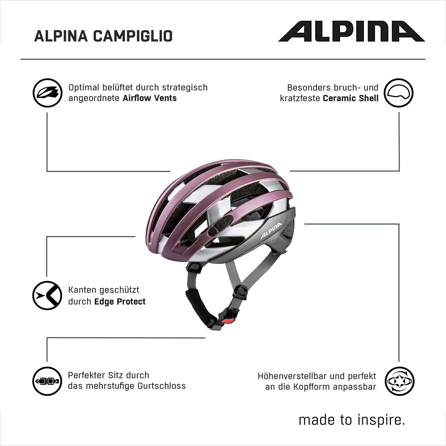 Alpina Sport Campiglio casco bici 55-59 cm leggero