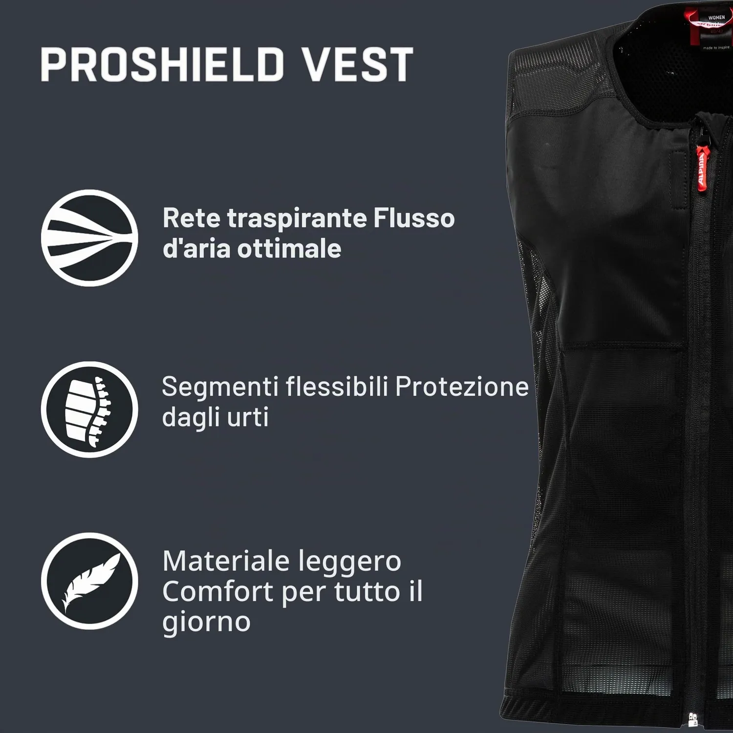Alpina Proshield Women gilet paraschiena donna XS traspirante