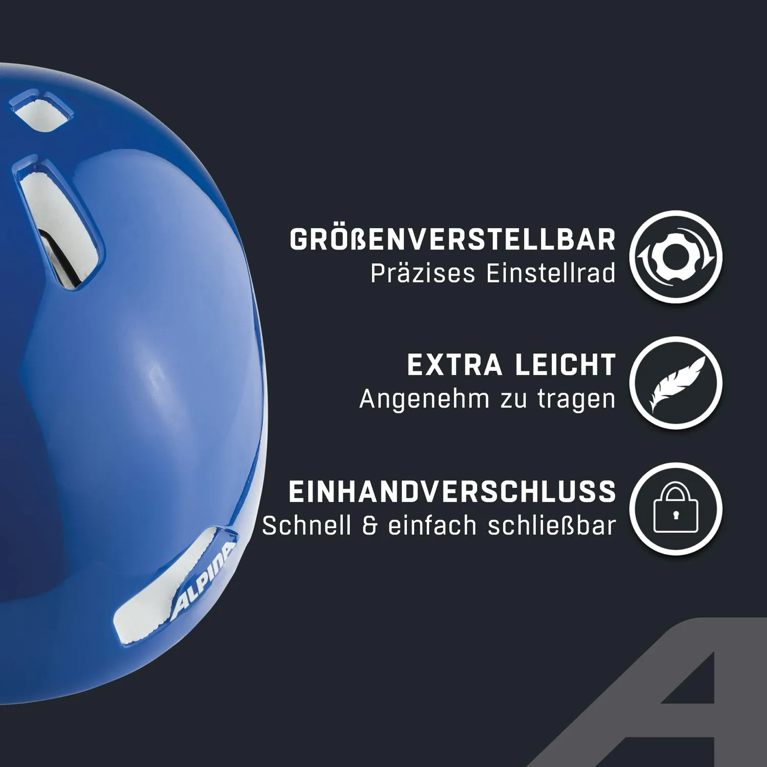 Alpina Hackney casco bici bimbo 47-51 Blue Gloss