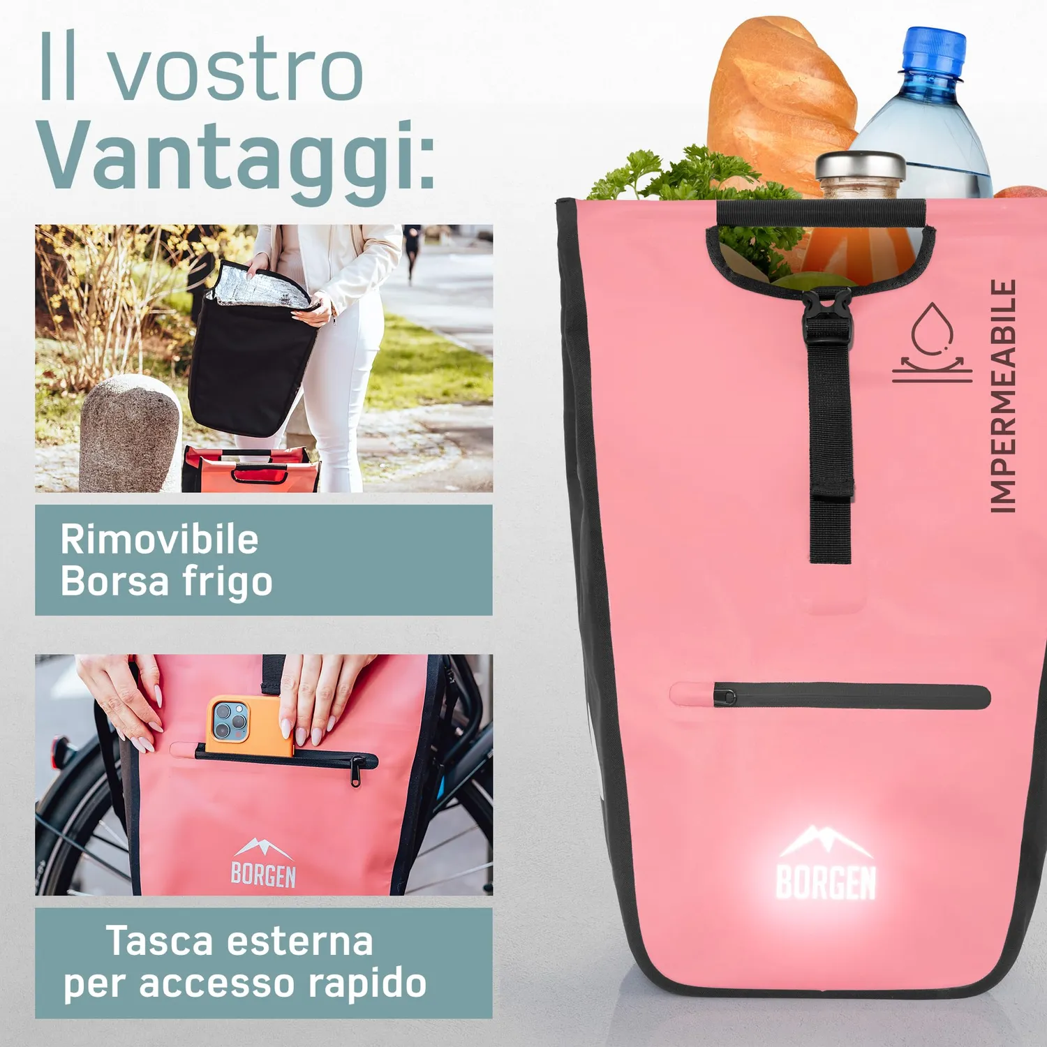 Borgen borsa frigo bici portapacchi rossa 23 L