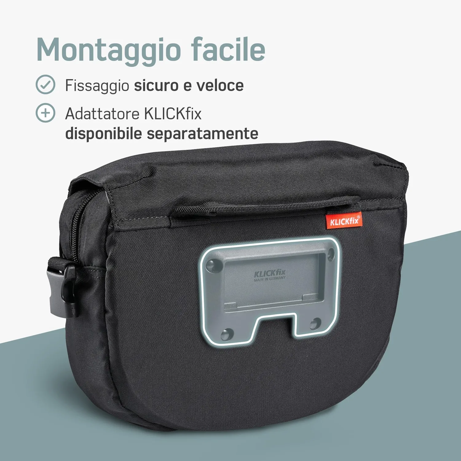Borgen KLICKfix borsa manubrio bici nera 5L impermeabile