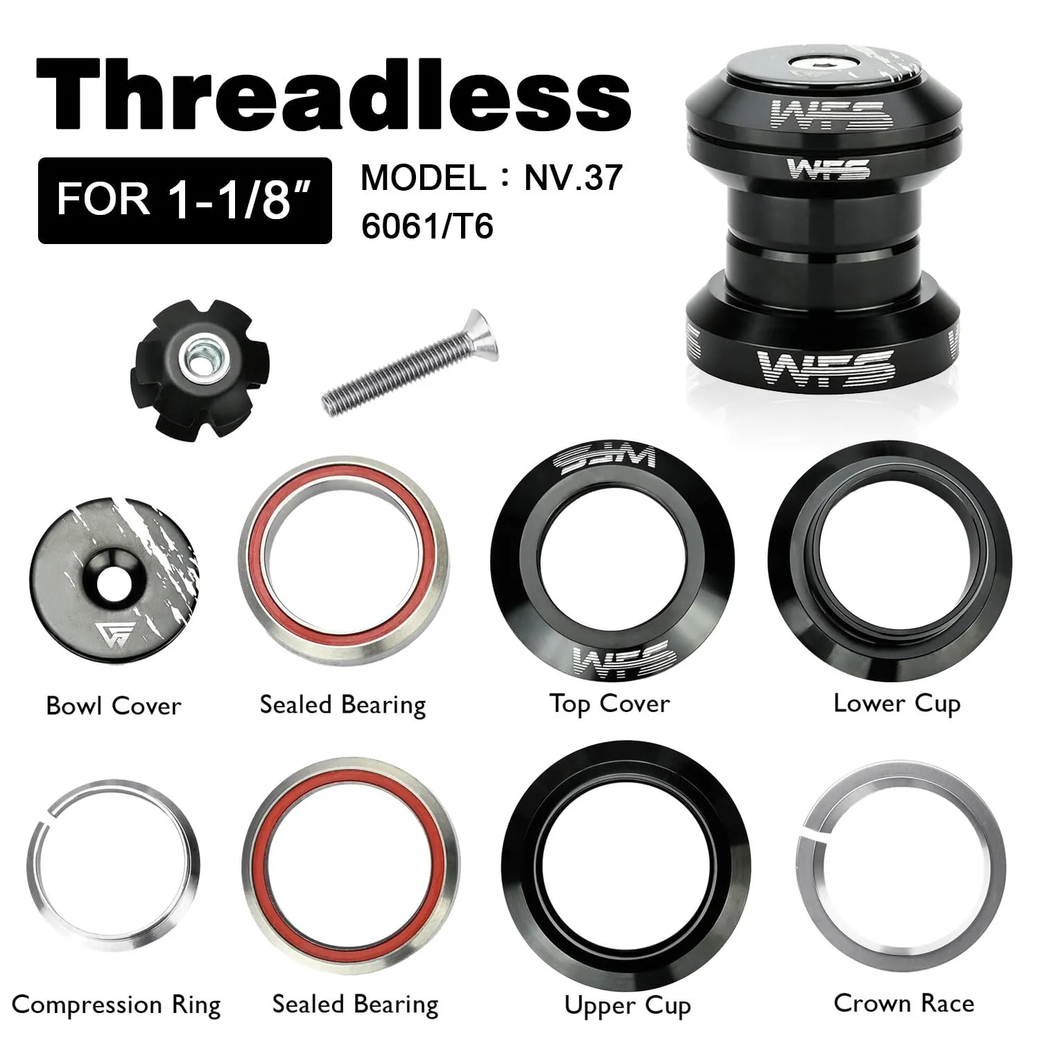 WFS NV.37 HS01ZQLBK serie sterzo 1-1/8" nero