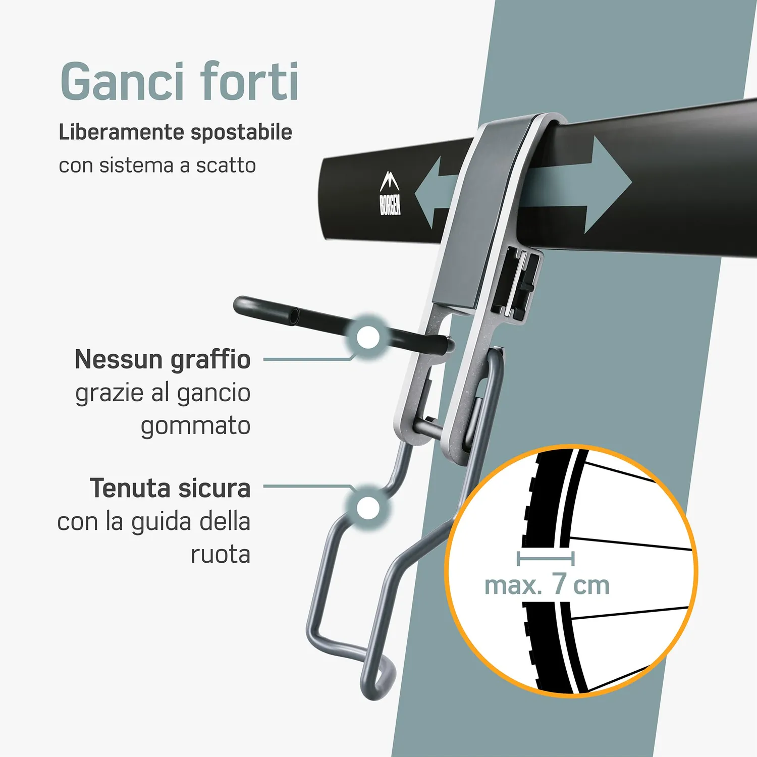Borgen supporto bici verticale parete set 4 pezzi 30 kg