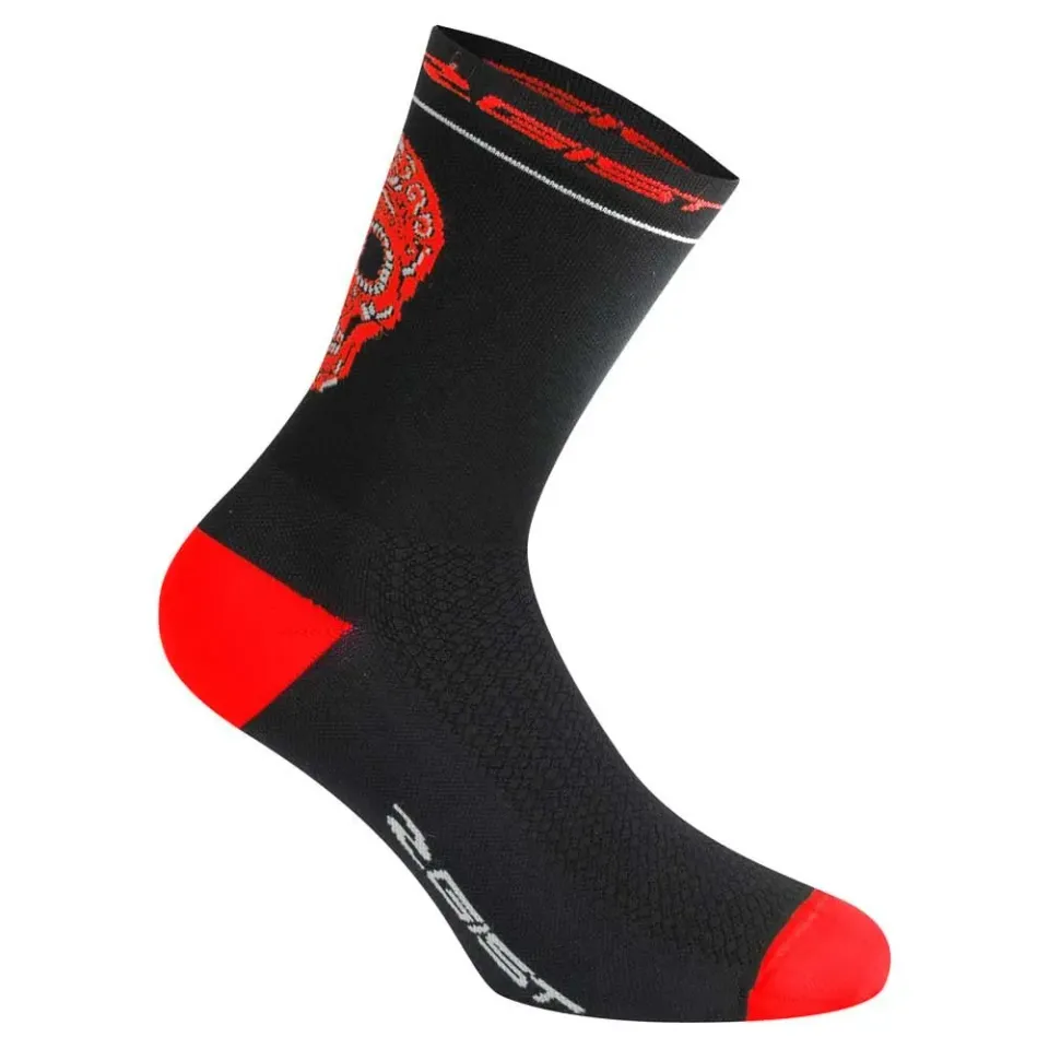 Gist Skull calzettoni bici 36-39 nero rosso 18 cm