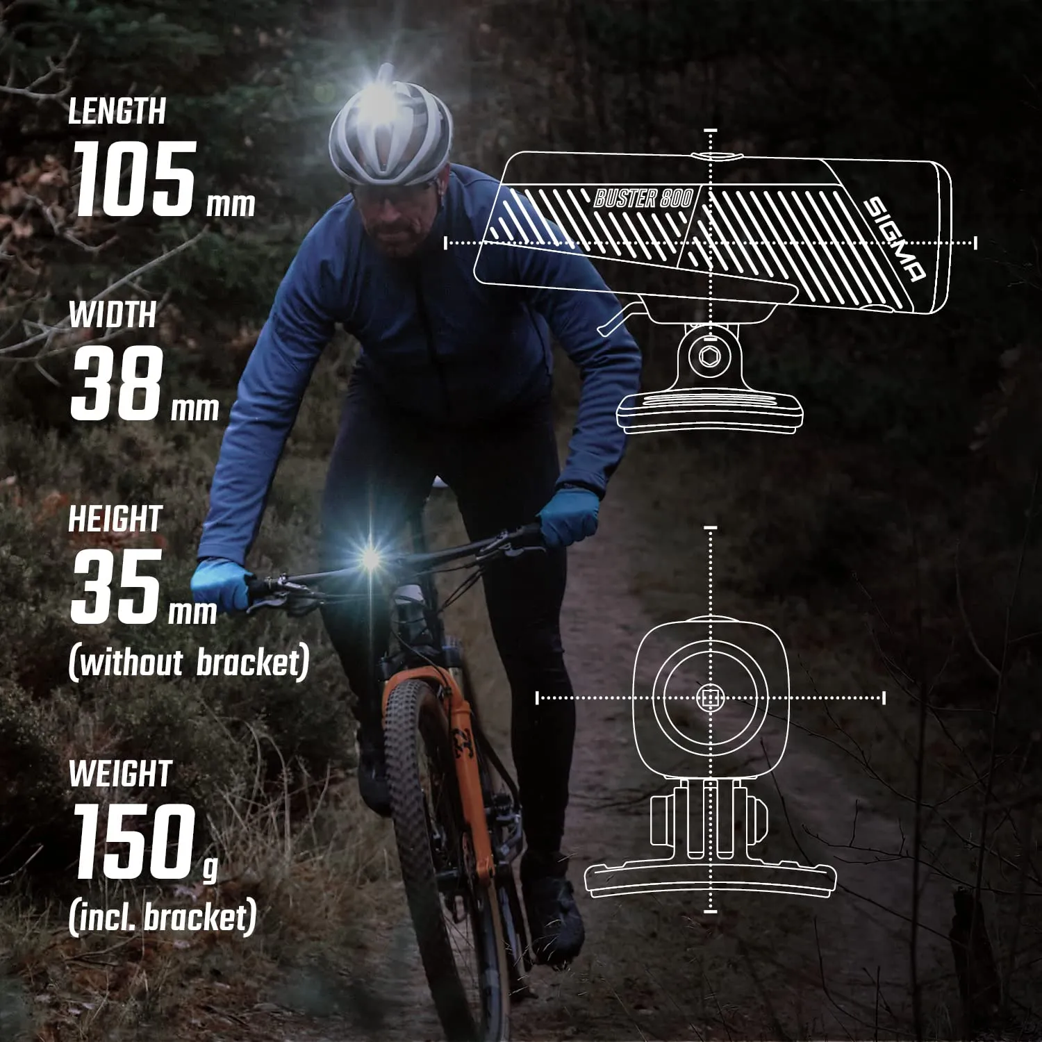 Sigma Buster 800 HL luce casco bici 800 lumen