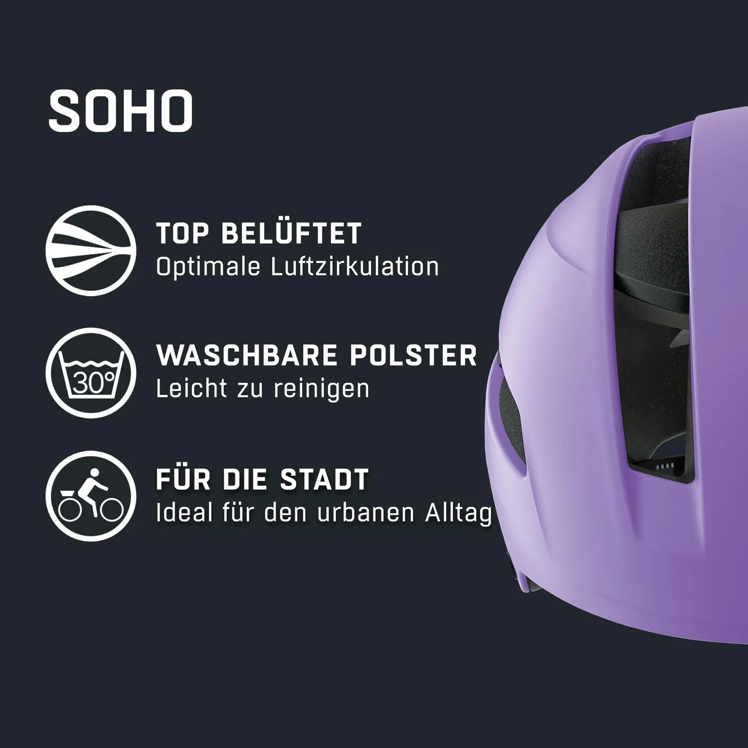 Alpina Soho casco bici urban viola 51-56