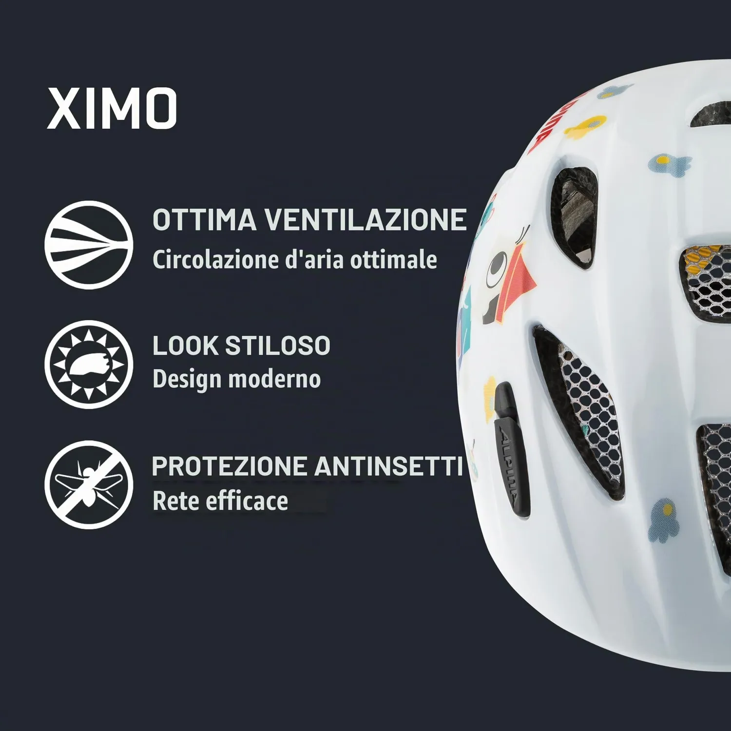 Alpina Ximo White Bear casco bici bambino 49-54 lucido