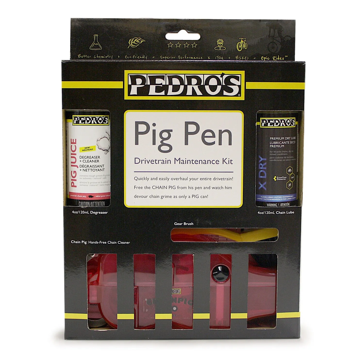Pedro's Pig Pen II kit pulizia trasmissione X Dry 4 pezzi