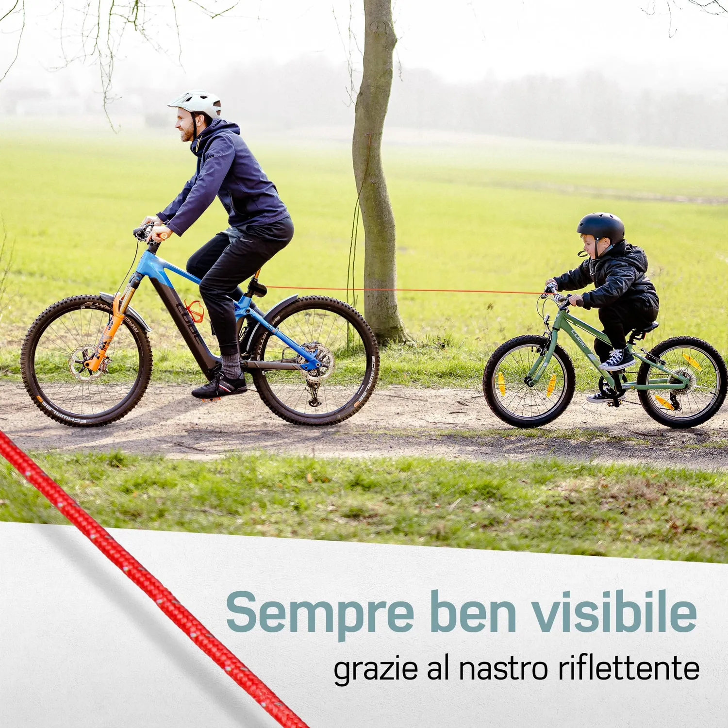 Borgen corda traino bici Kevlar 120 kg rossa 2,2 m