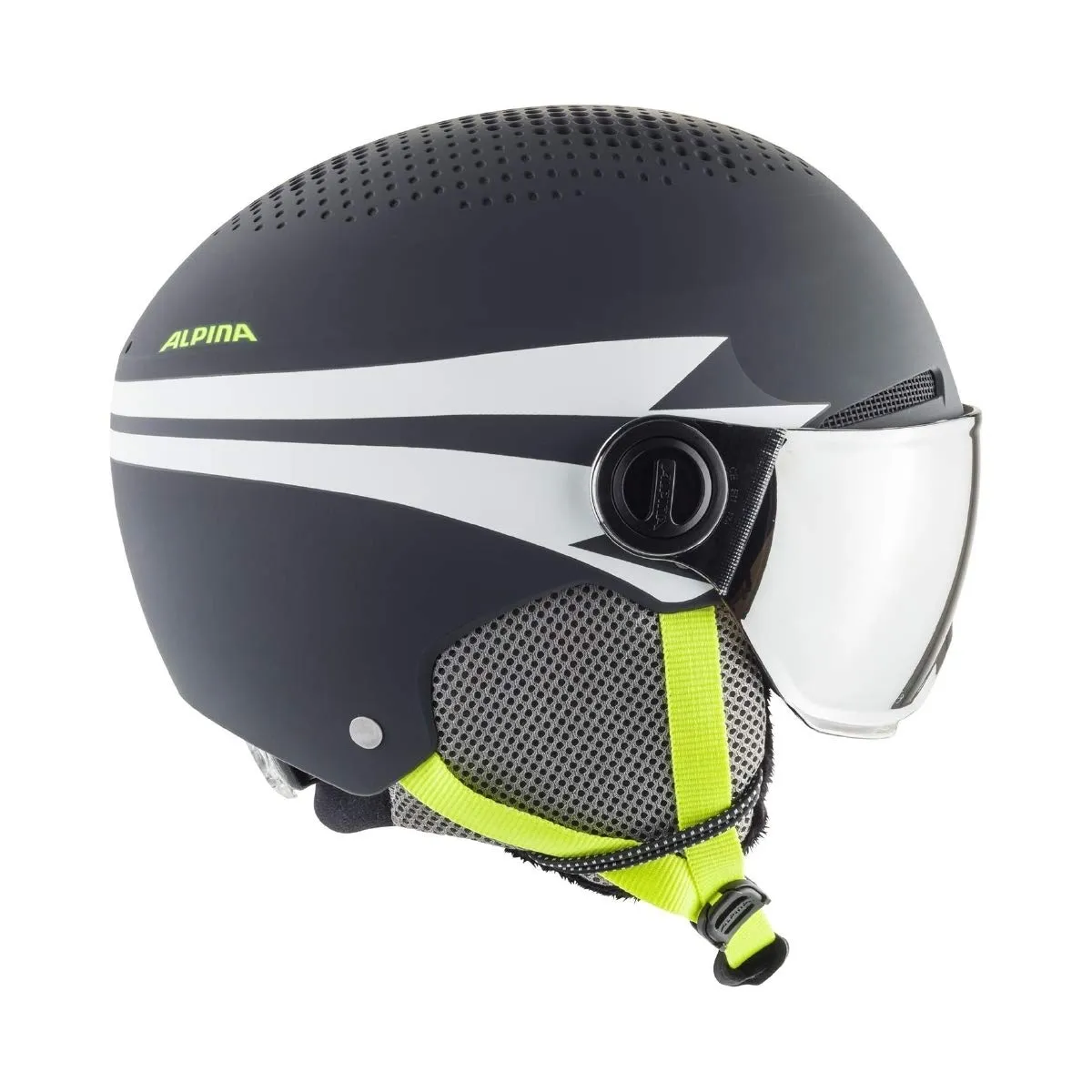Alpina Zupo Visor casco sci 51-55 charcoal-neon con visiera