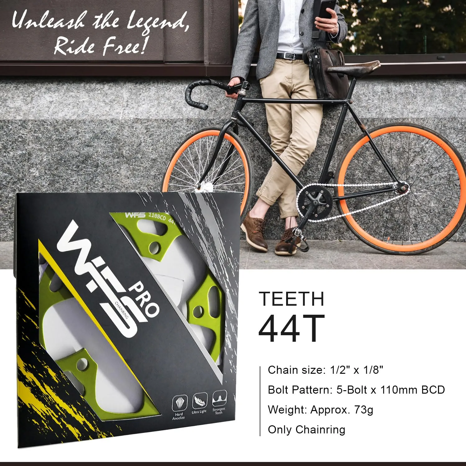 WFS Pulsar 44T Corona Bici Verde Alluminio