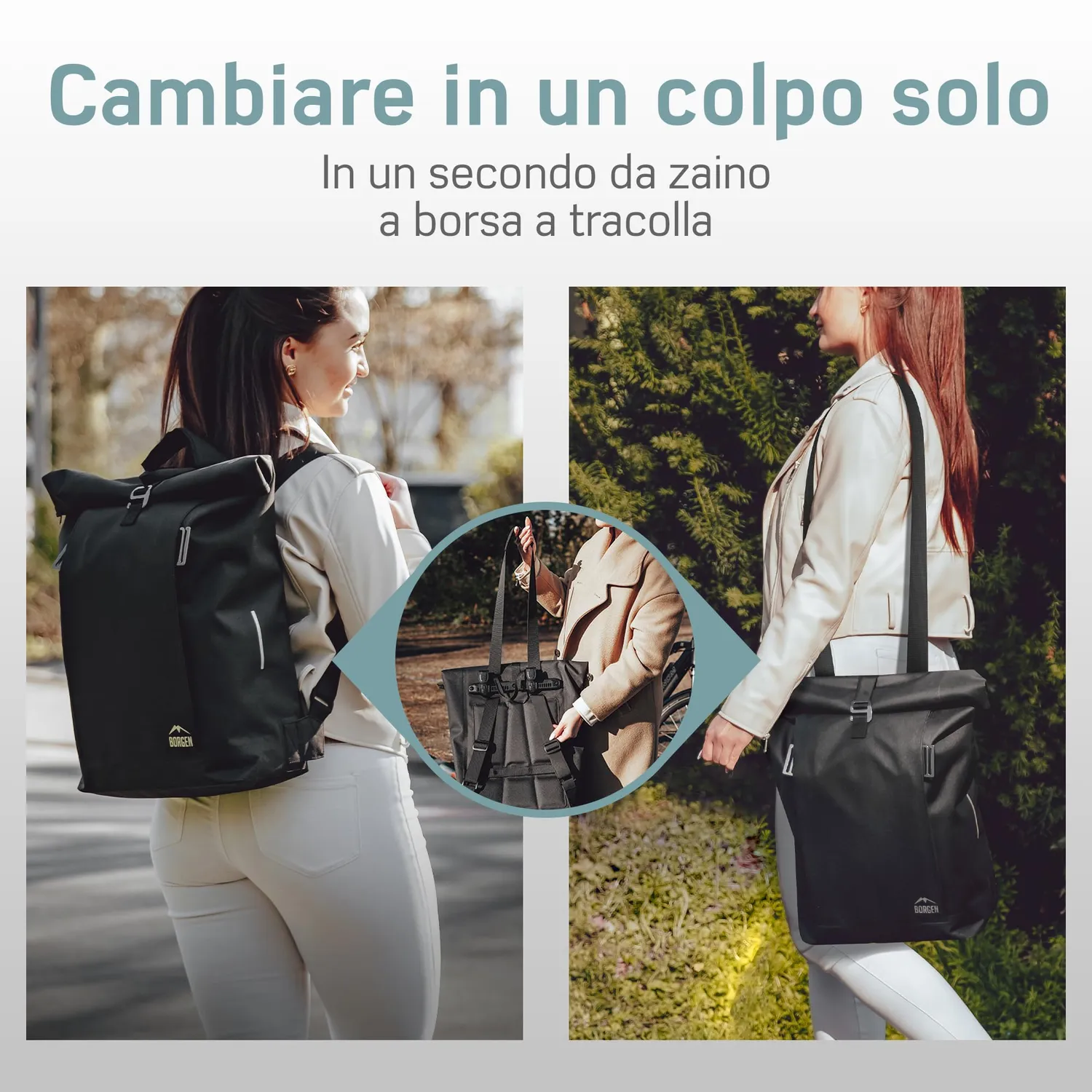 Borgen borsa portapacchi bici nera 28 L impermeabile