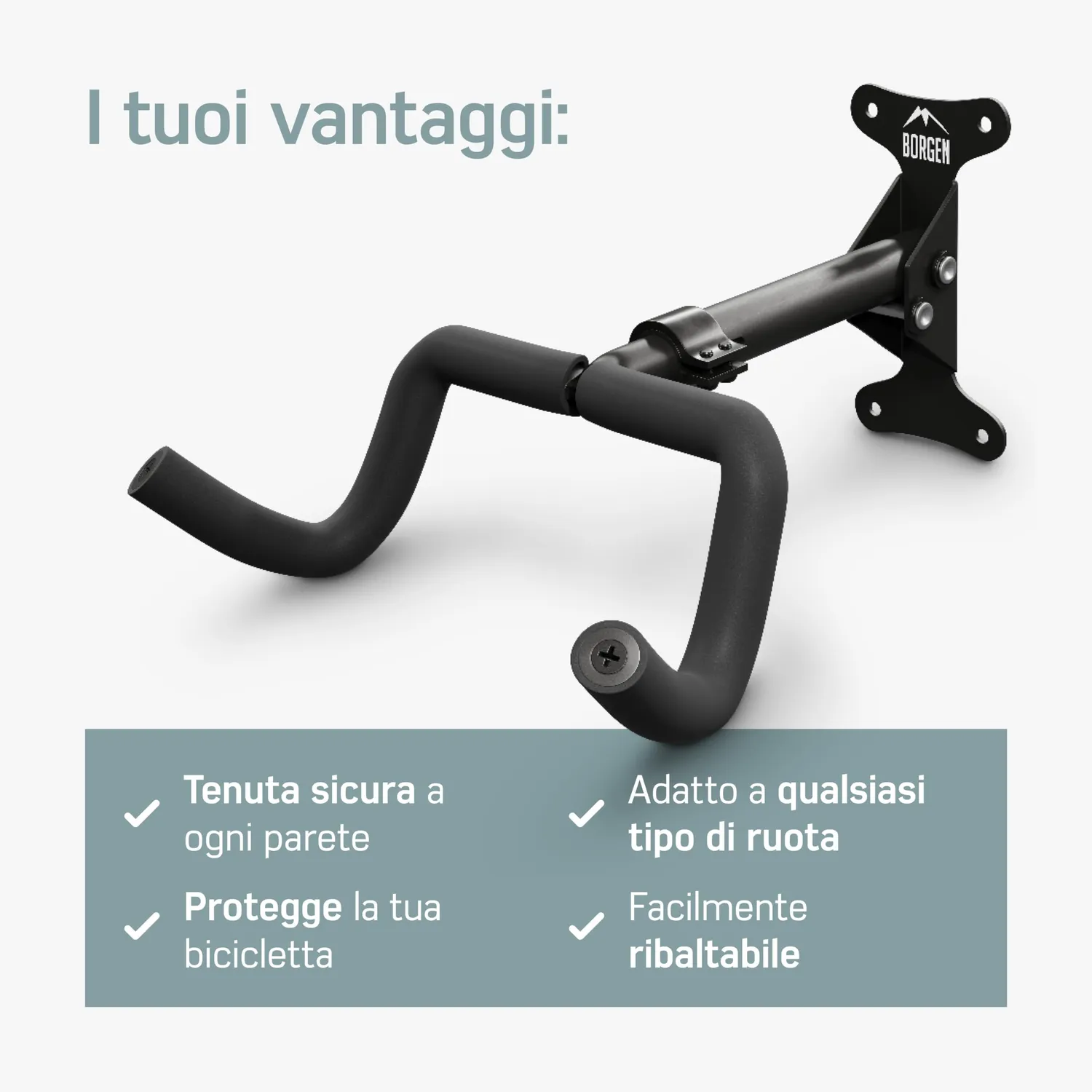 Borgen supporto bici da parete pieghevole nero 20 kg 1 pz