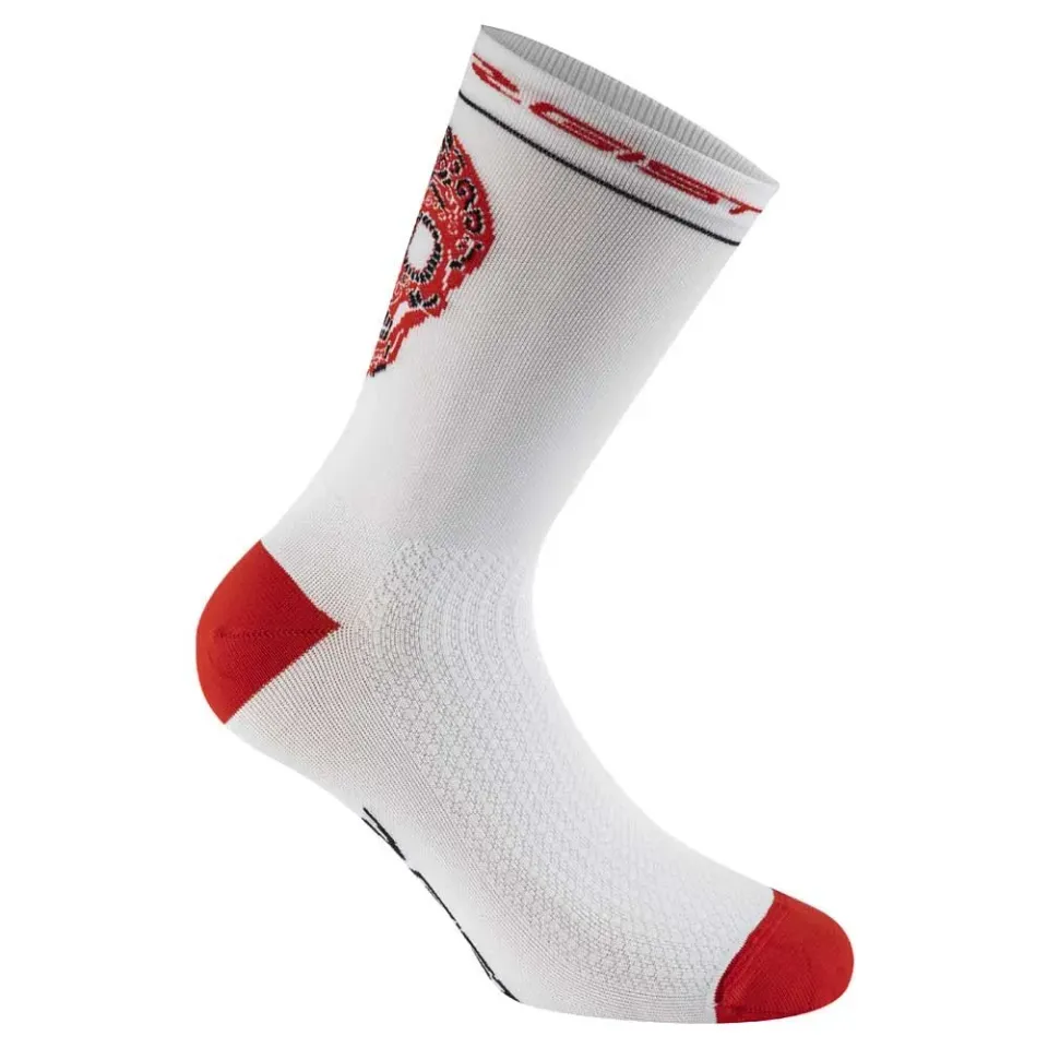Gist Skull calzini ciclismo 40-43 bianco rosso rinforzati