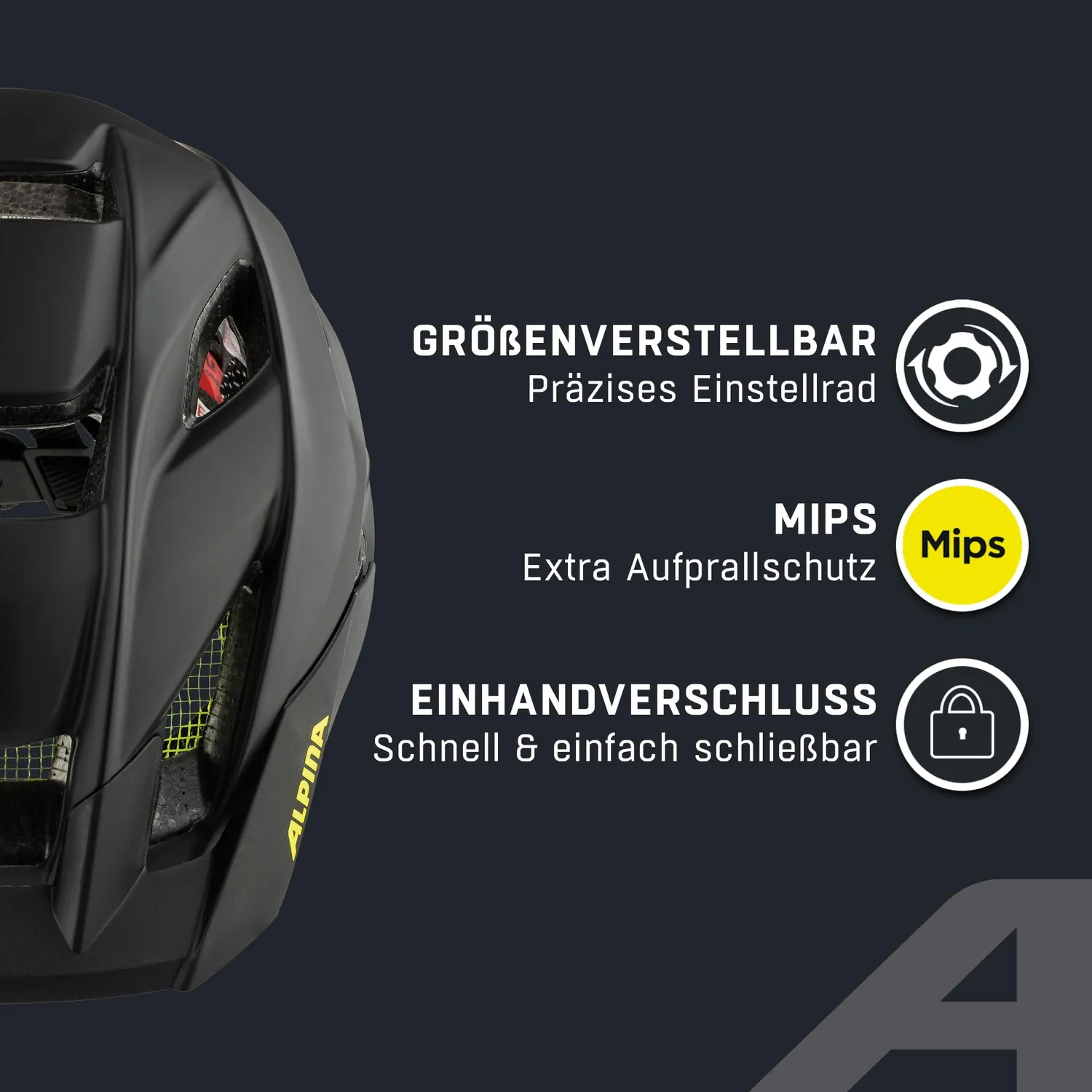 Alpina Stan MIPS casco bici nero-giallo 56-59 cm