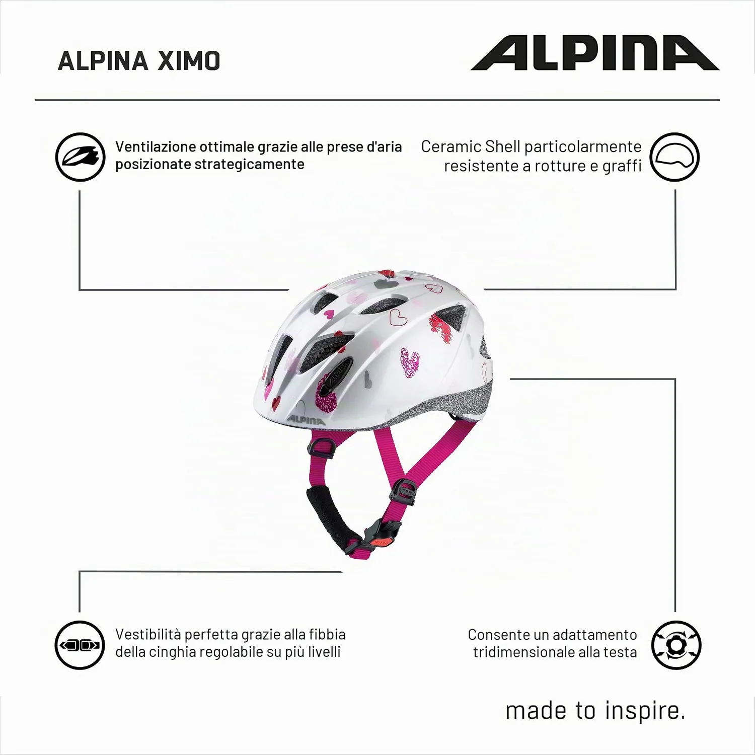 Alpina Ximo Casco Bici Bambino 47-51 cm con Riflettori