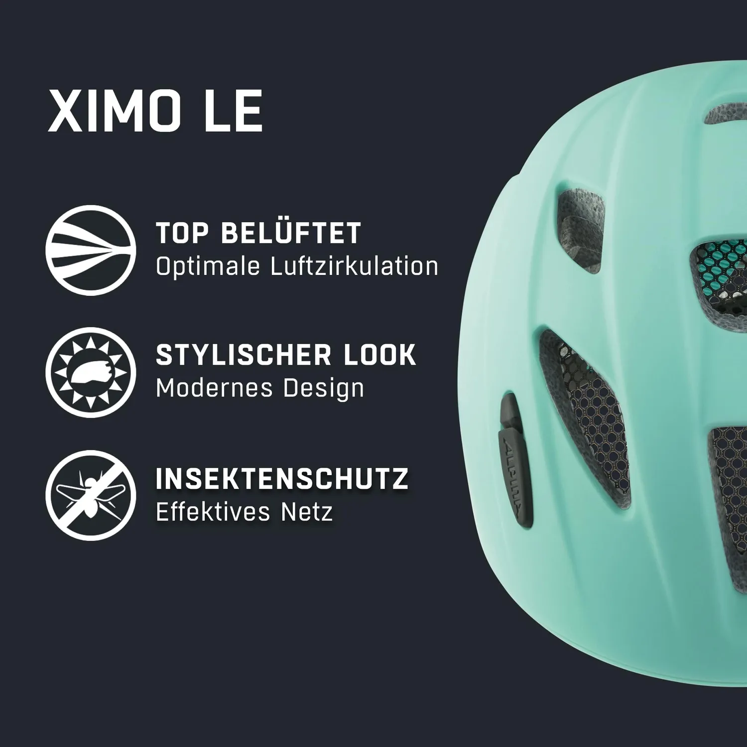 Alpina Ximo L.E. casco bici bambino turchese 49-54