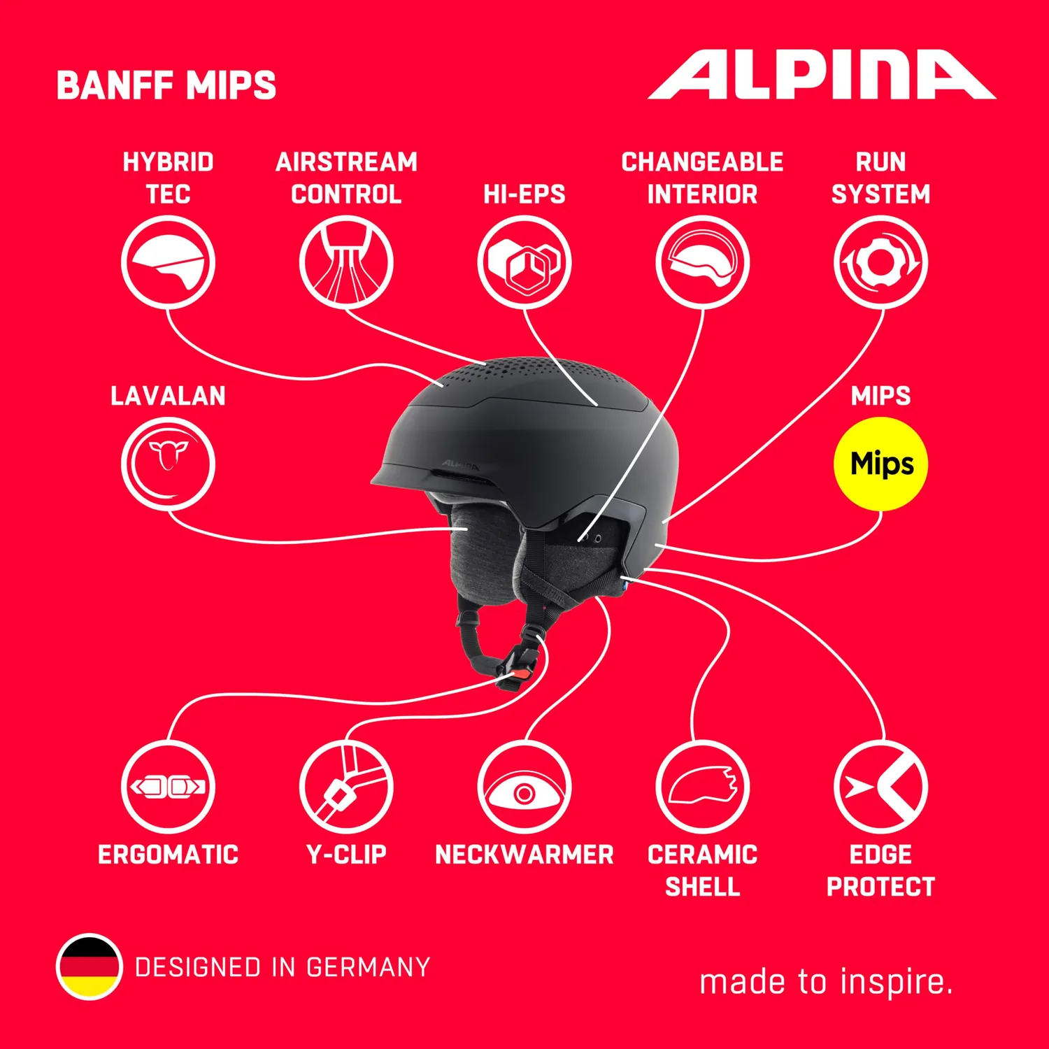 Alpina Banff MIPS casco sci snowboard nero 55-59 cm
