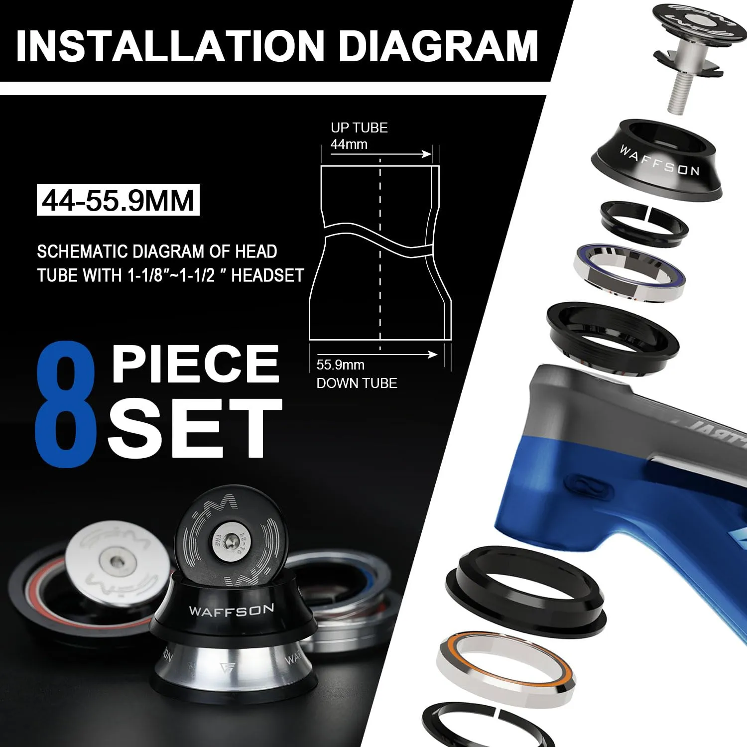 WFS HY875 serie sterzo conica semi-integrata blu alluminio