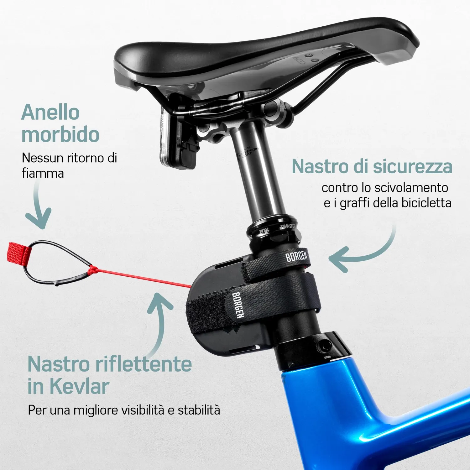 Borgen corda traino bici Kevlar 120 kg rossa 2,2 m