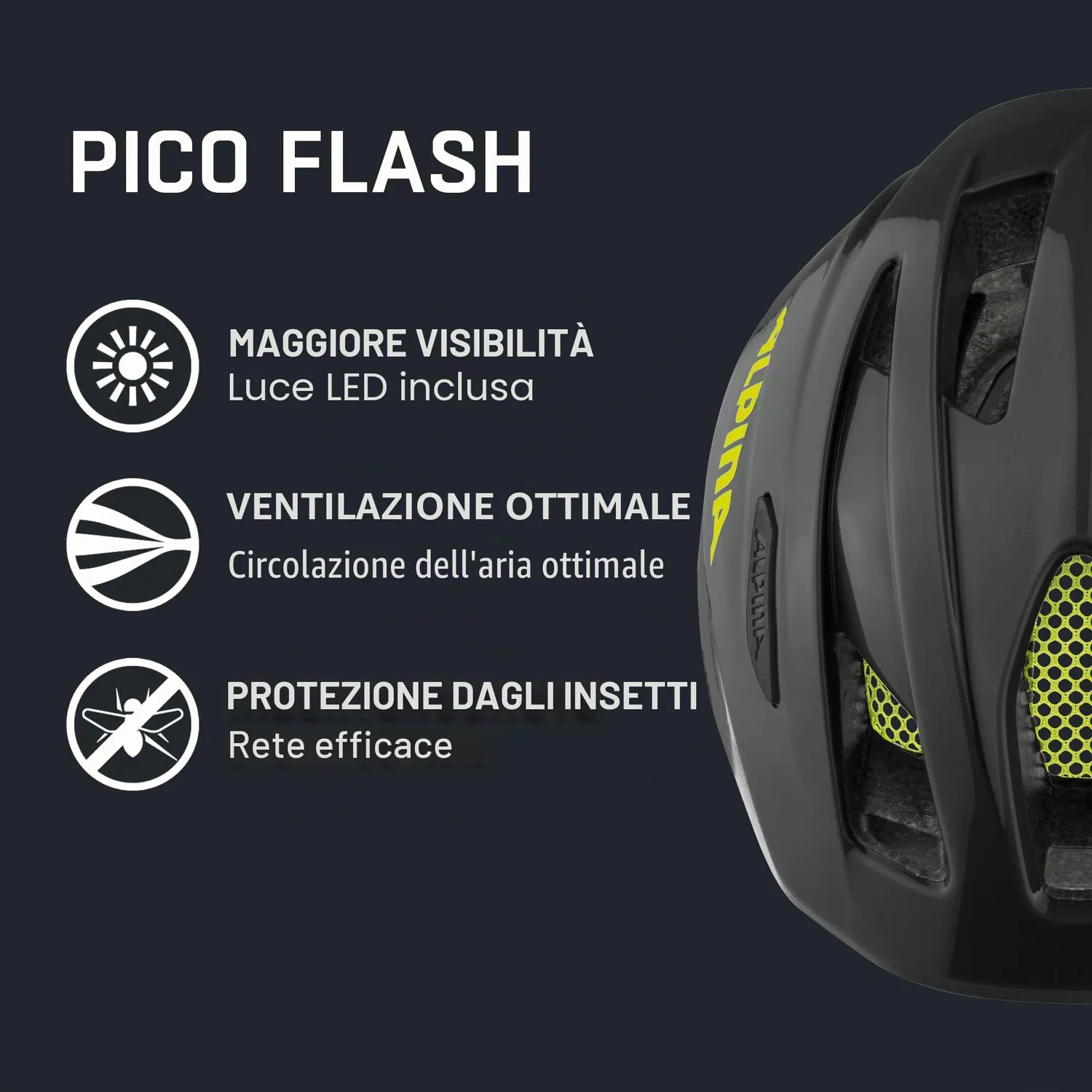 Alpina Pico Flash casco bici 50-55 black-neon