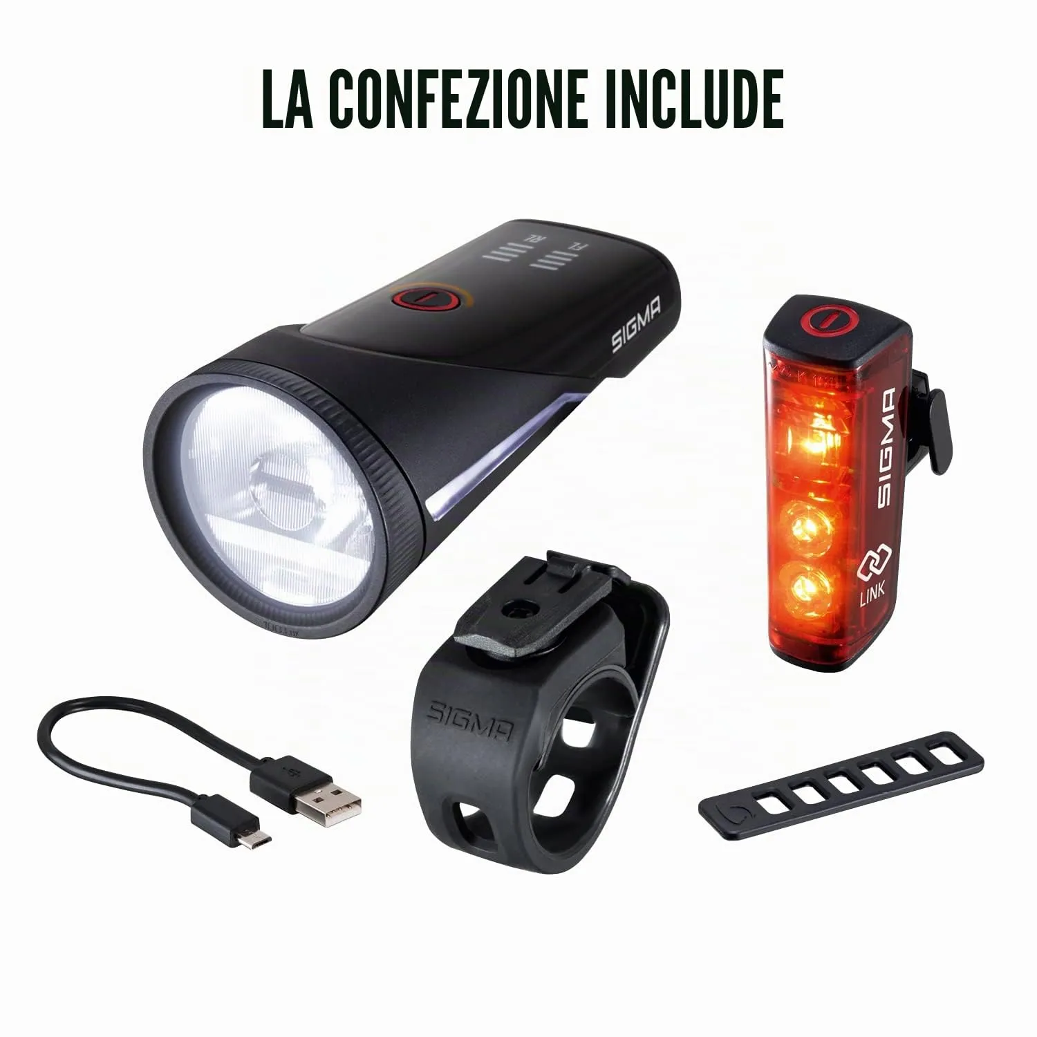 Sigma Aura 100+Blaze Link set luci bici ricaricabili 100 lux