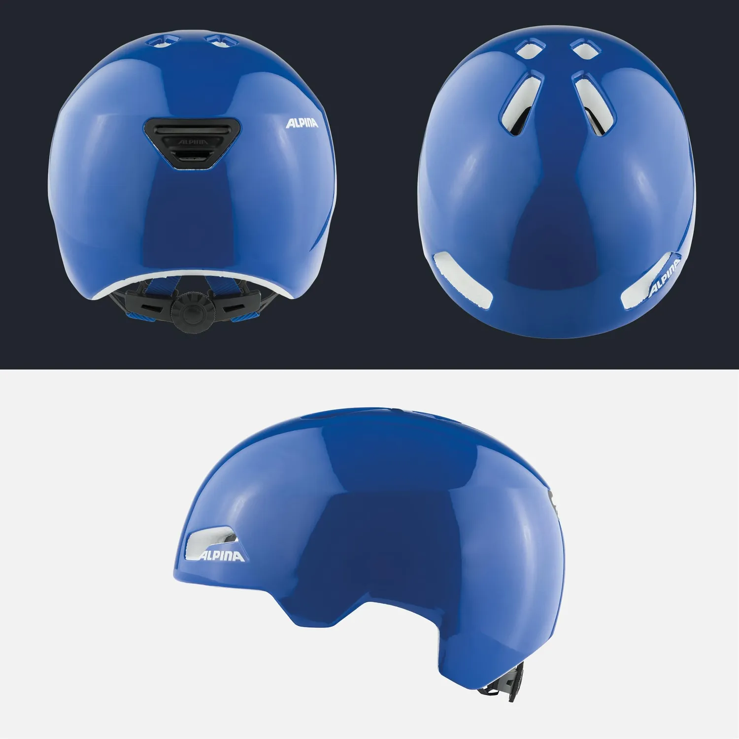 Alpina Hackney casco bici bimbo 47-51 Blue Gloss