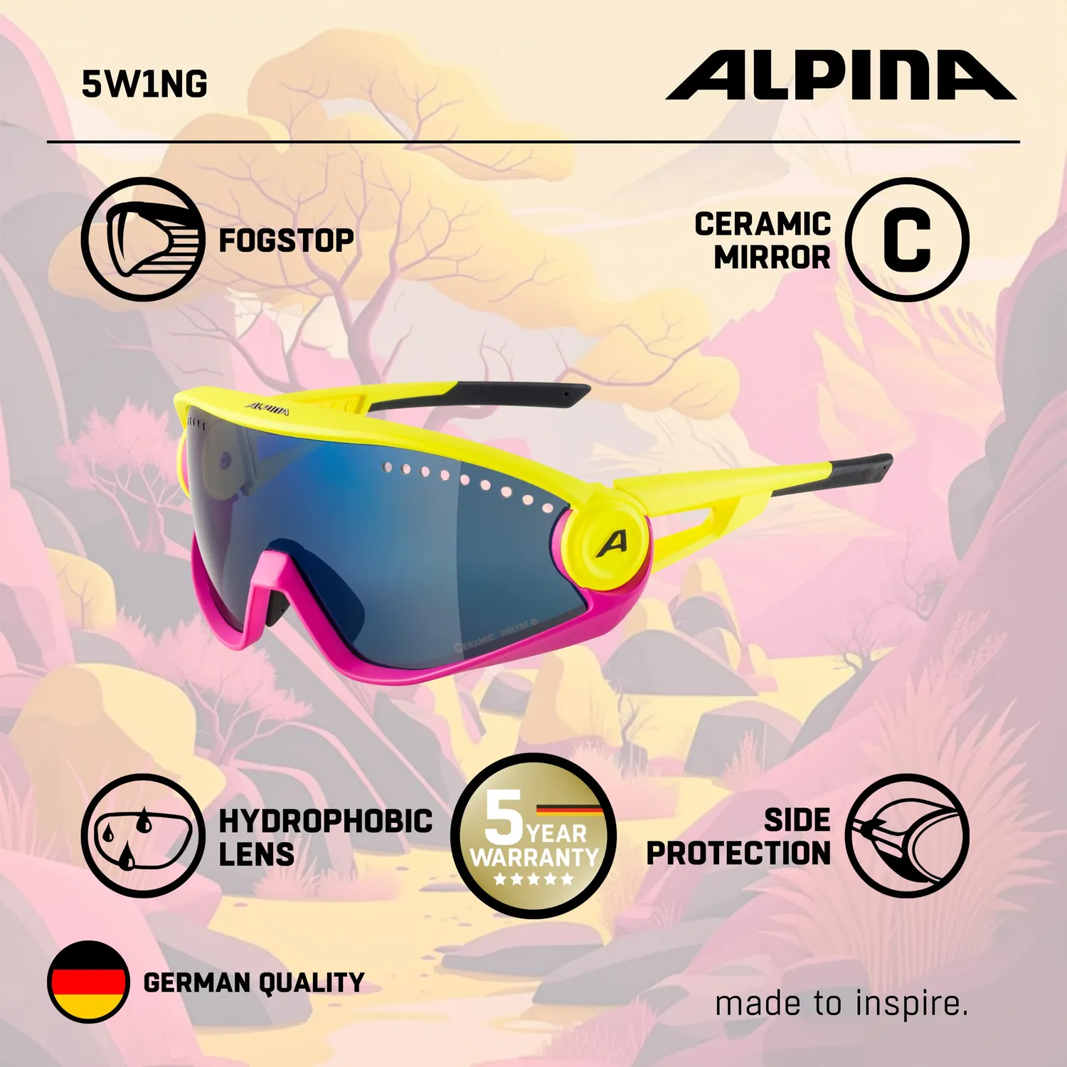 Alpina 5W1NG CM+ occhiali sportivi pinegreen retrò
