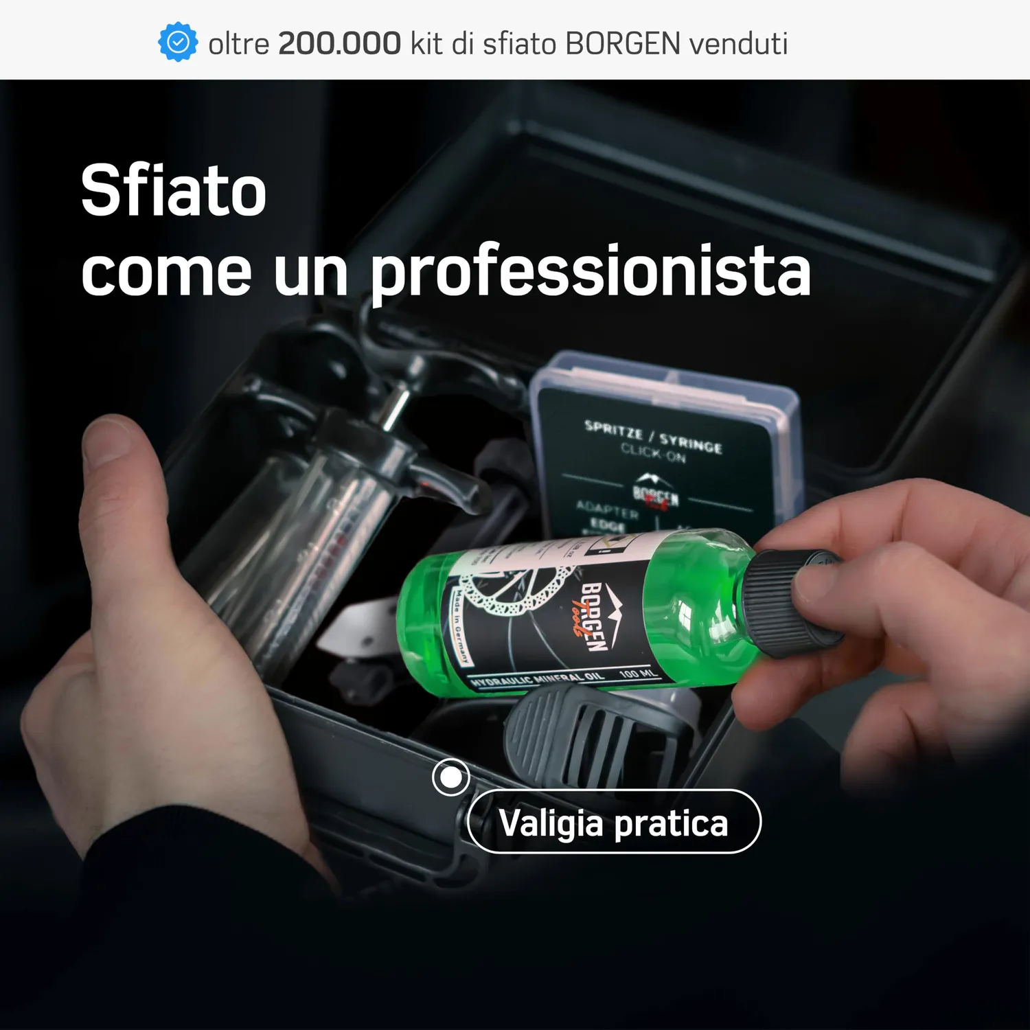 Borgen Kit spurgo PRO freni SRAM Maven DB olio minerale 100 ml