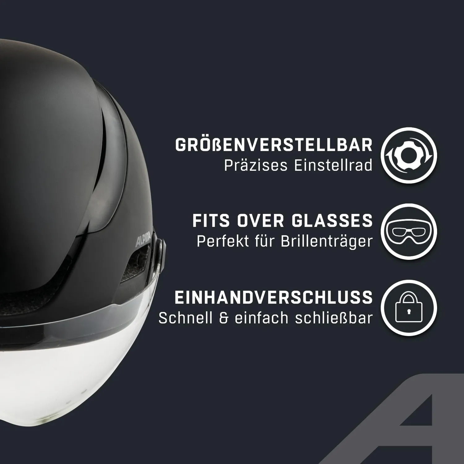 Alpina Altona V casco bici 57-62 cm black stealth visiera