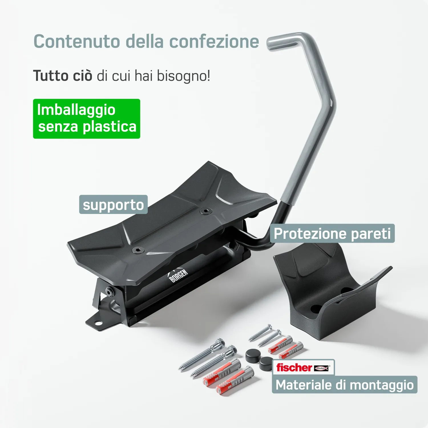 Borgen supporto bici da parete girevole nero 35 kg