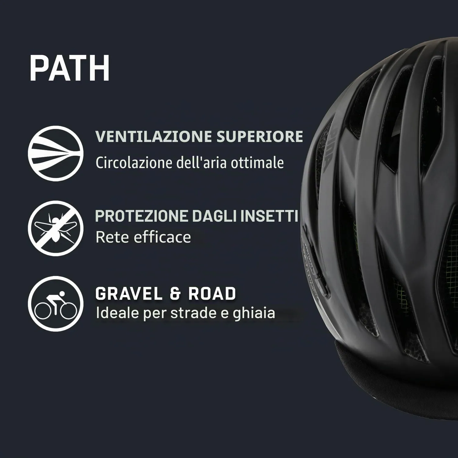 Alpina Path casco bici nero leggero Inmold