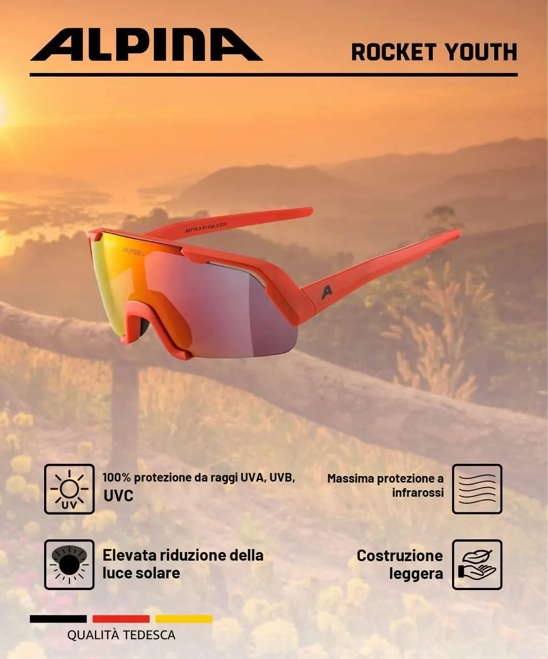 Alpina Rocket Youth occhiali sportivi arancioni