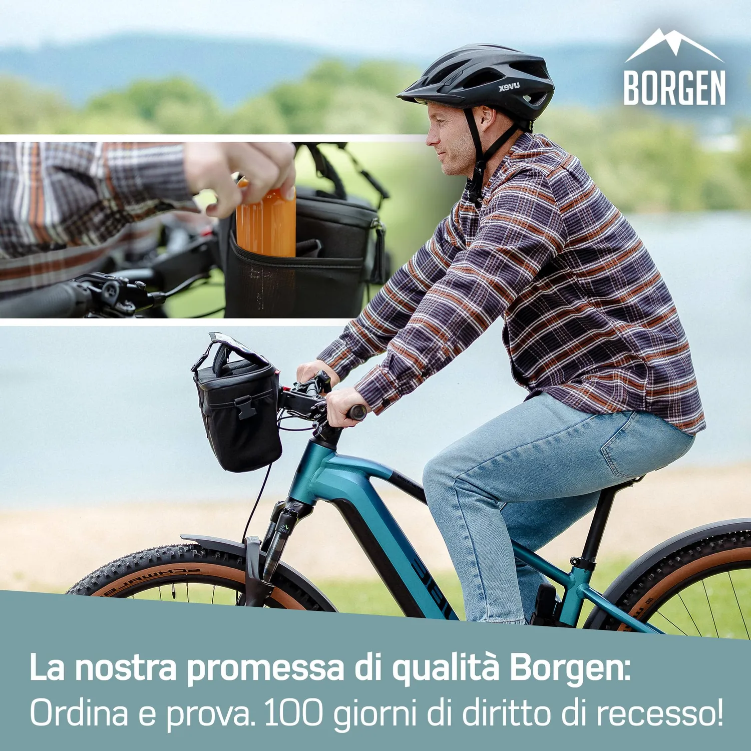 Borgen Klickfix borsa manubrio 6L nero riflettente adattatore