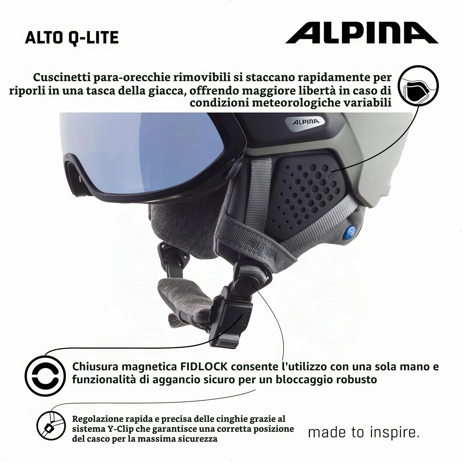 Alpina Alto Q Lite casco sci visiera moon-grey