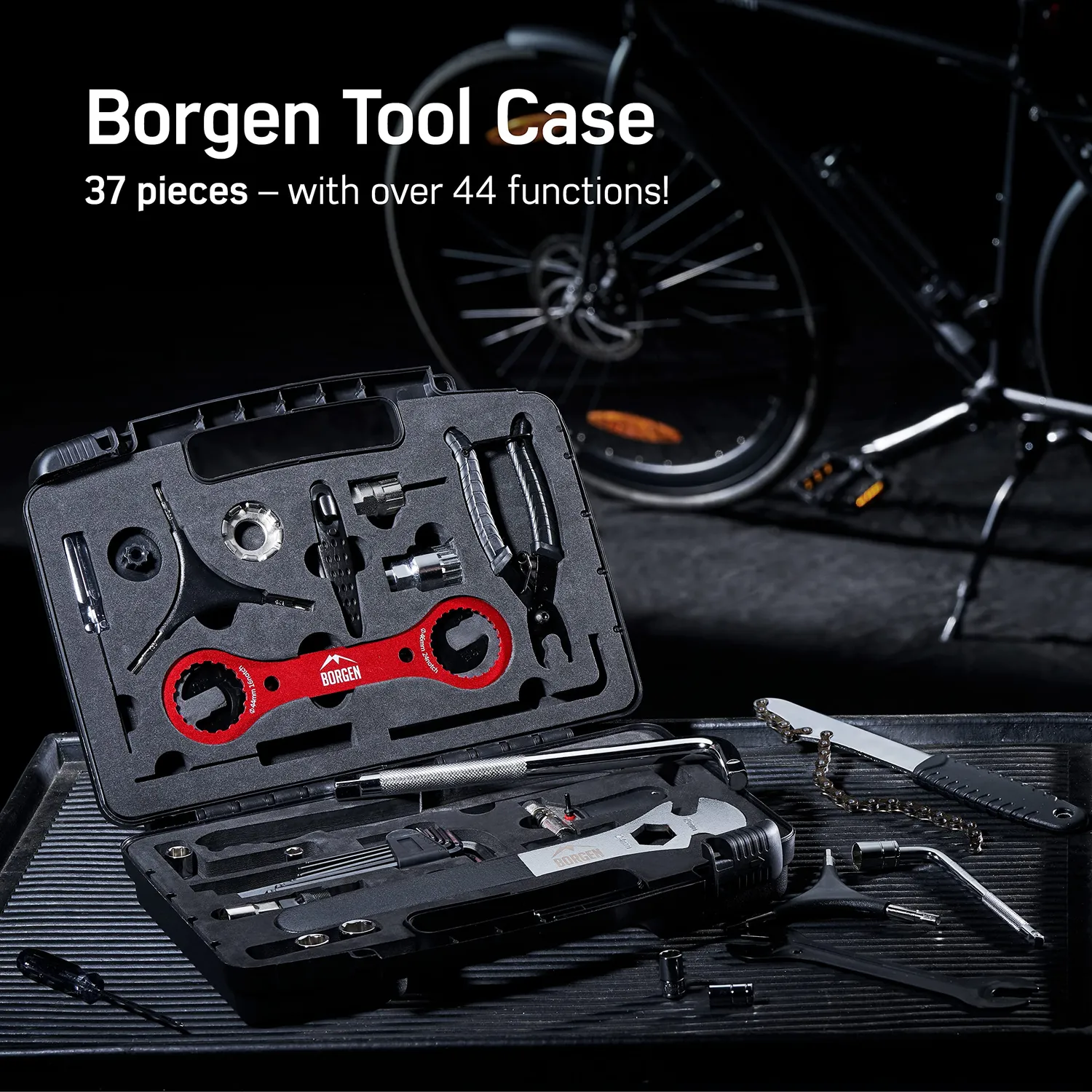 Borgen set attrezzi bici 37 pezzi valigetta per MTB strada e-bike