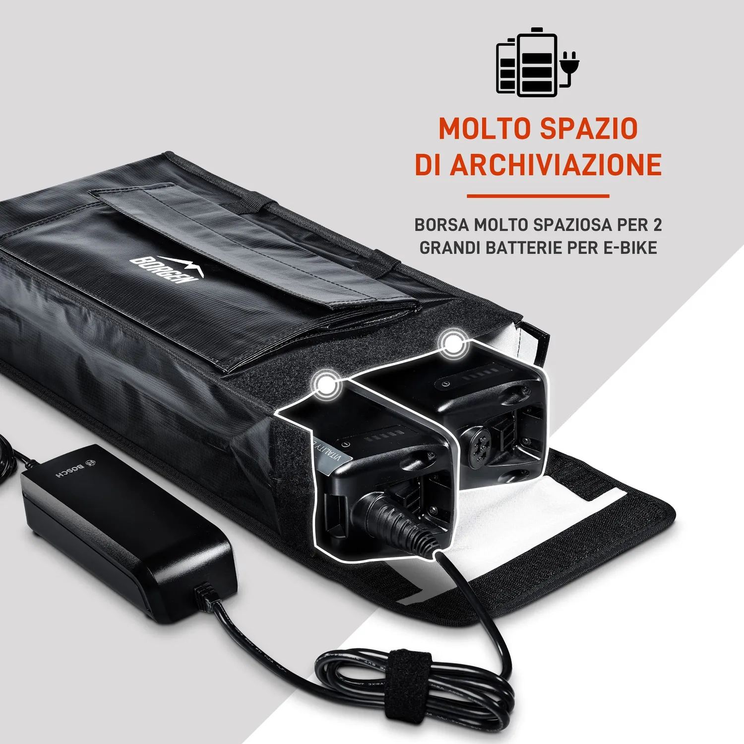 Borgen borsa batteria e-bike 41 cm ignifuga