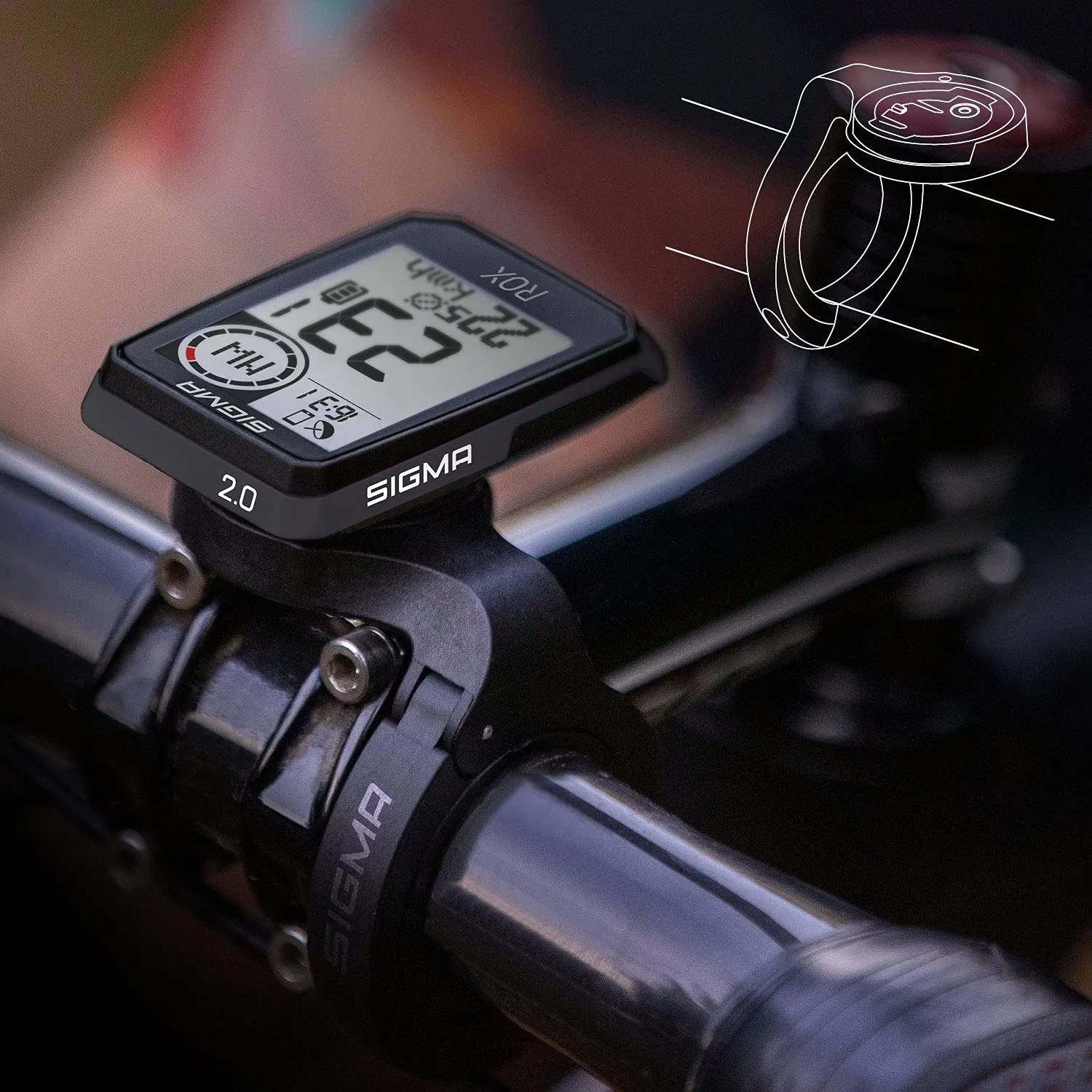 Sigma Rox 2.0 ciclocomputer GPS Top Mount Set