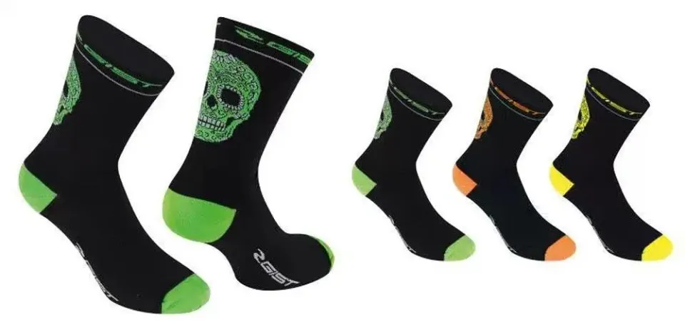 Gist Skull calzini ciclismo 36-39 giallo fluo traspiranti