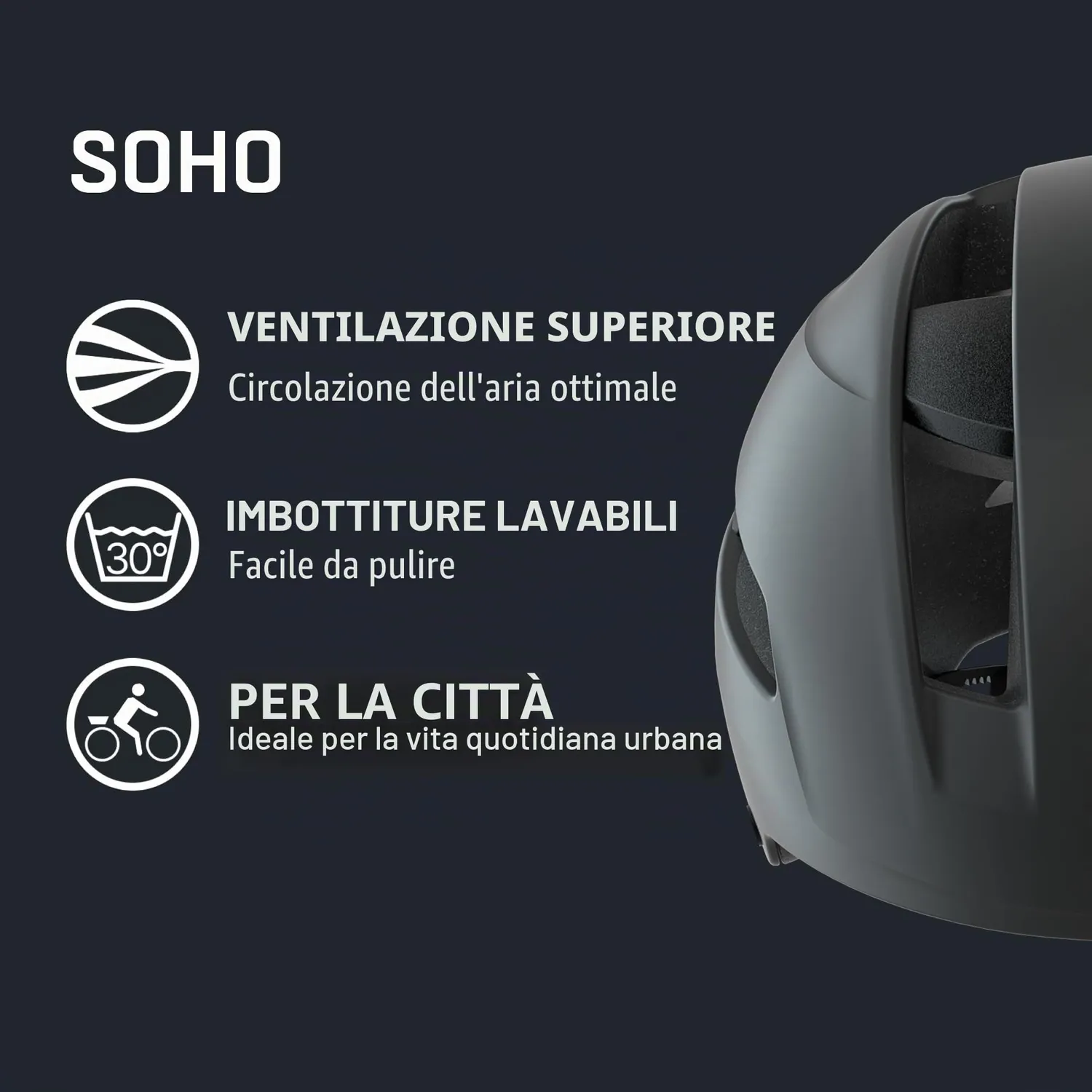 Alpina Soho casco bici urban nero opaco
