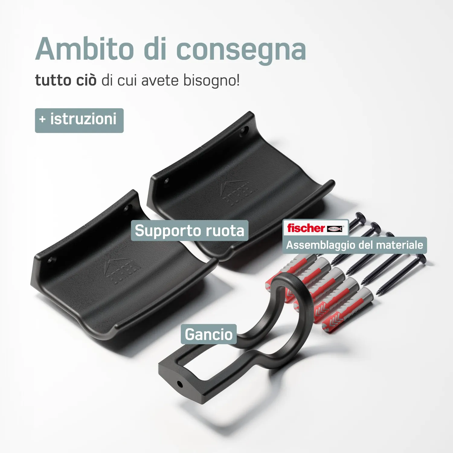 Borgen supporto bici da parete orizzontale 18 kg