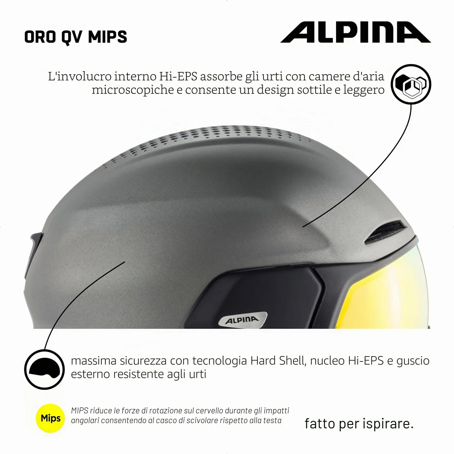 Alpina Oro QV MIPS casco sci visiera 59-63 cm