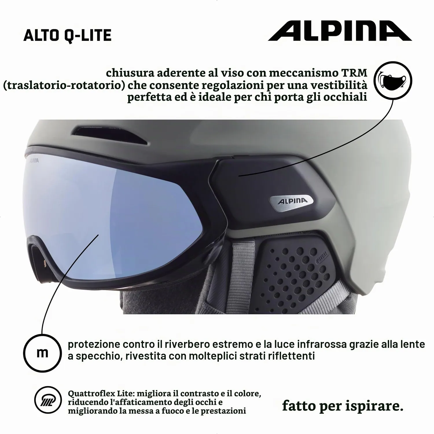 Alpina Alto Q Lite casco sci visiera moon-grey