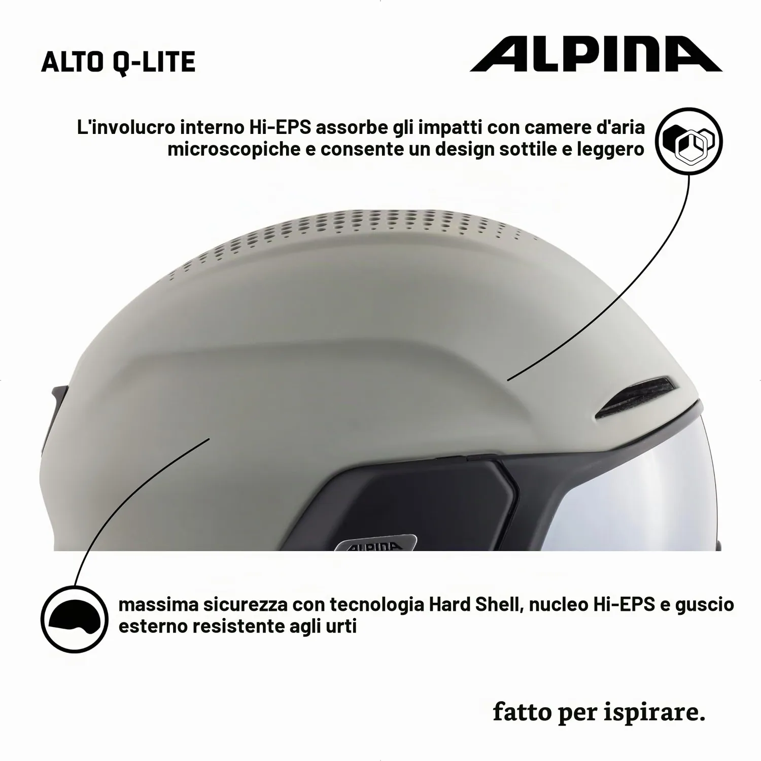 Alpina Alto Q Lite casco sci visiera moon-grey