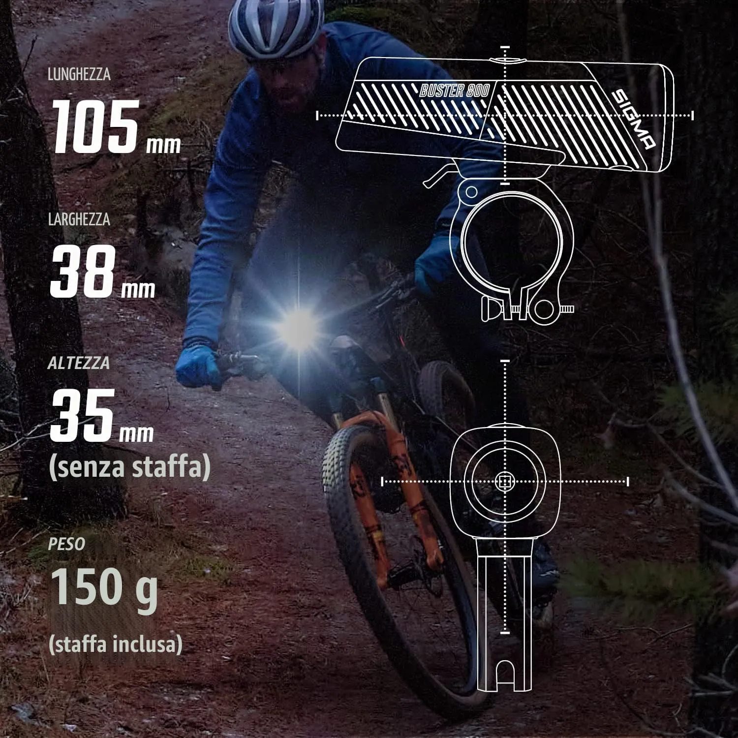 Sigma Buster 800 fanale bici anteriore 800 lumen