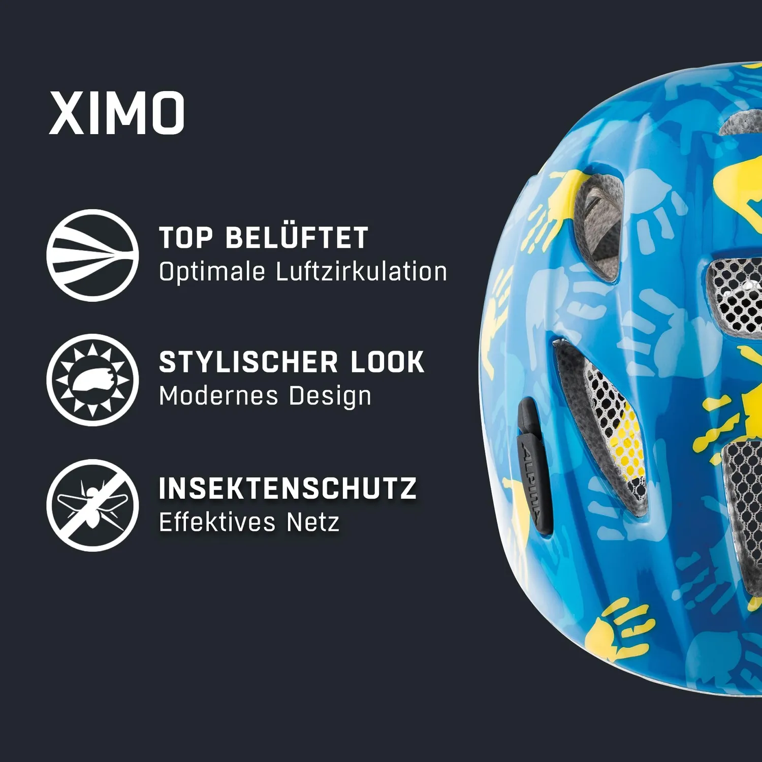 Alpina Ximo casco bici bambino blu lucido