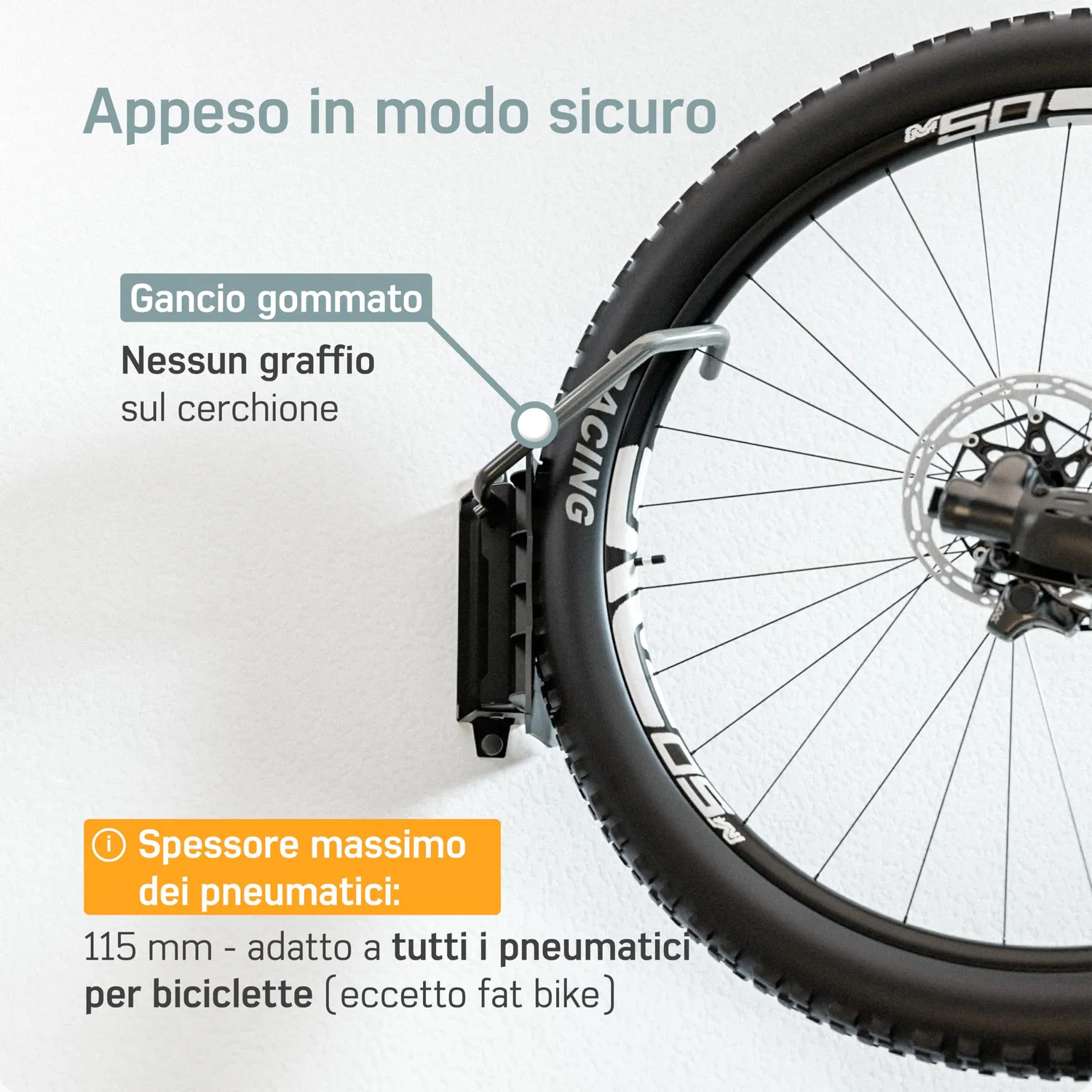 Borgen supporto bici da parete girevole nero 35 kg