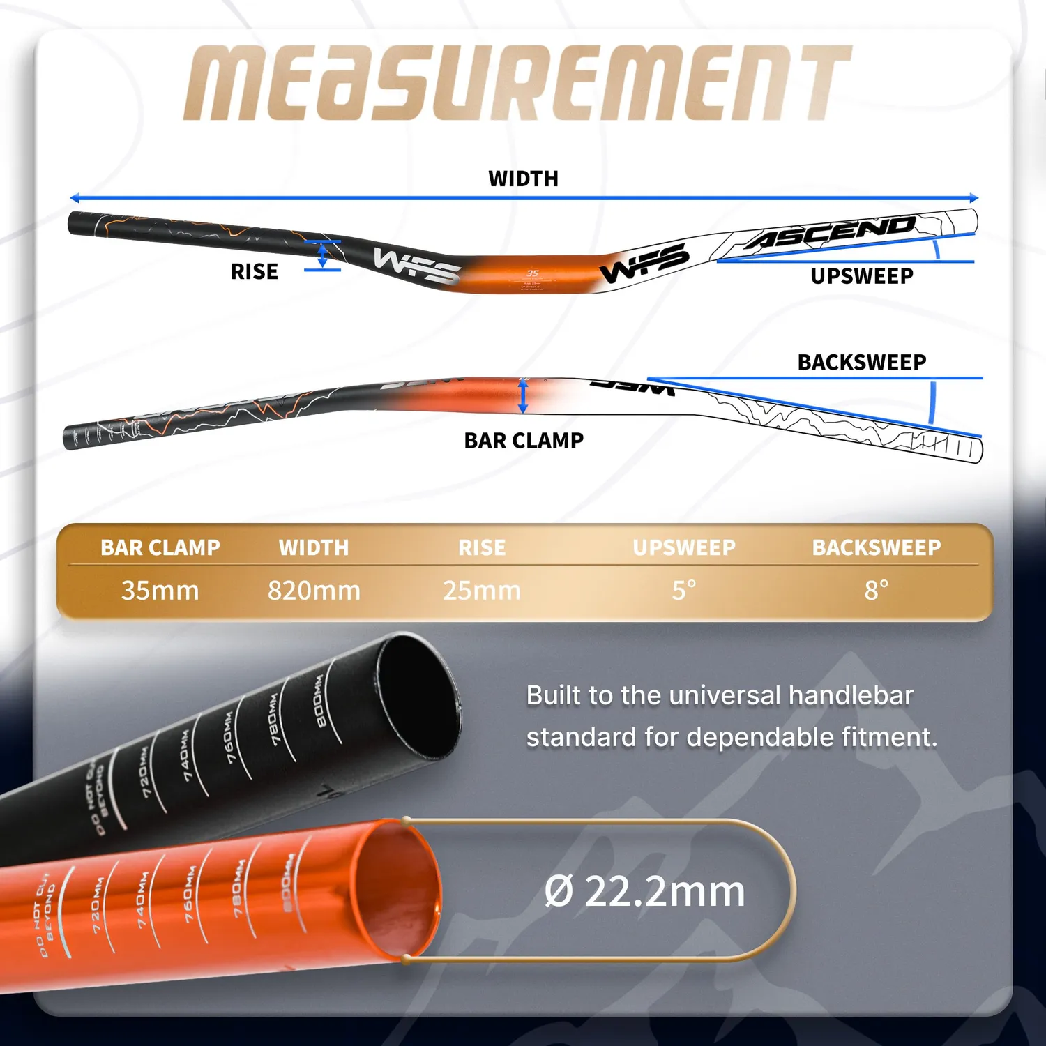 WFS Ascend manubrio MTB 35x820mm nero cashmoney