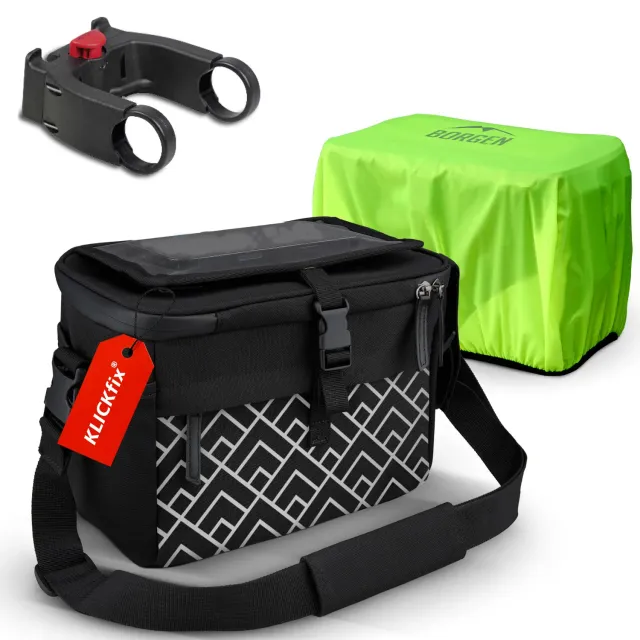 Borgen Klickfix borsa manubrio 6L nero riflettente adattatore